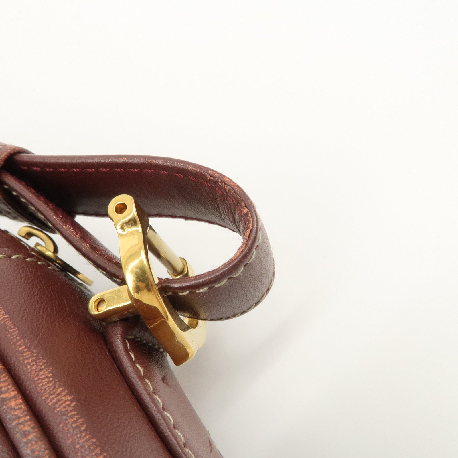 Cartier Must de Cartier Calf Leather Shoulder Bag Burgundy Gold HDW