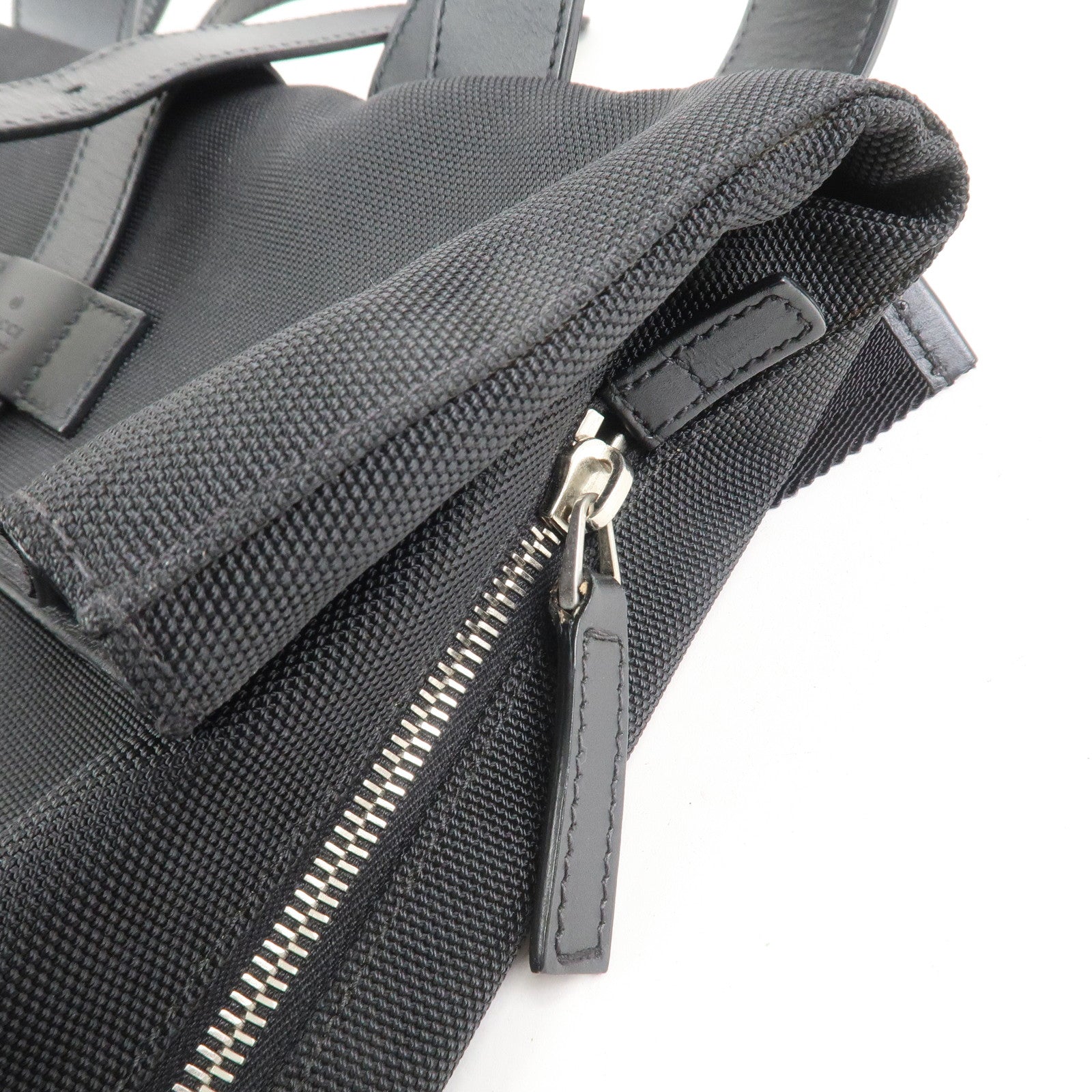 GUCCI Sherry Canvas Leather Backpack Rucksack Black 619749