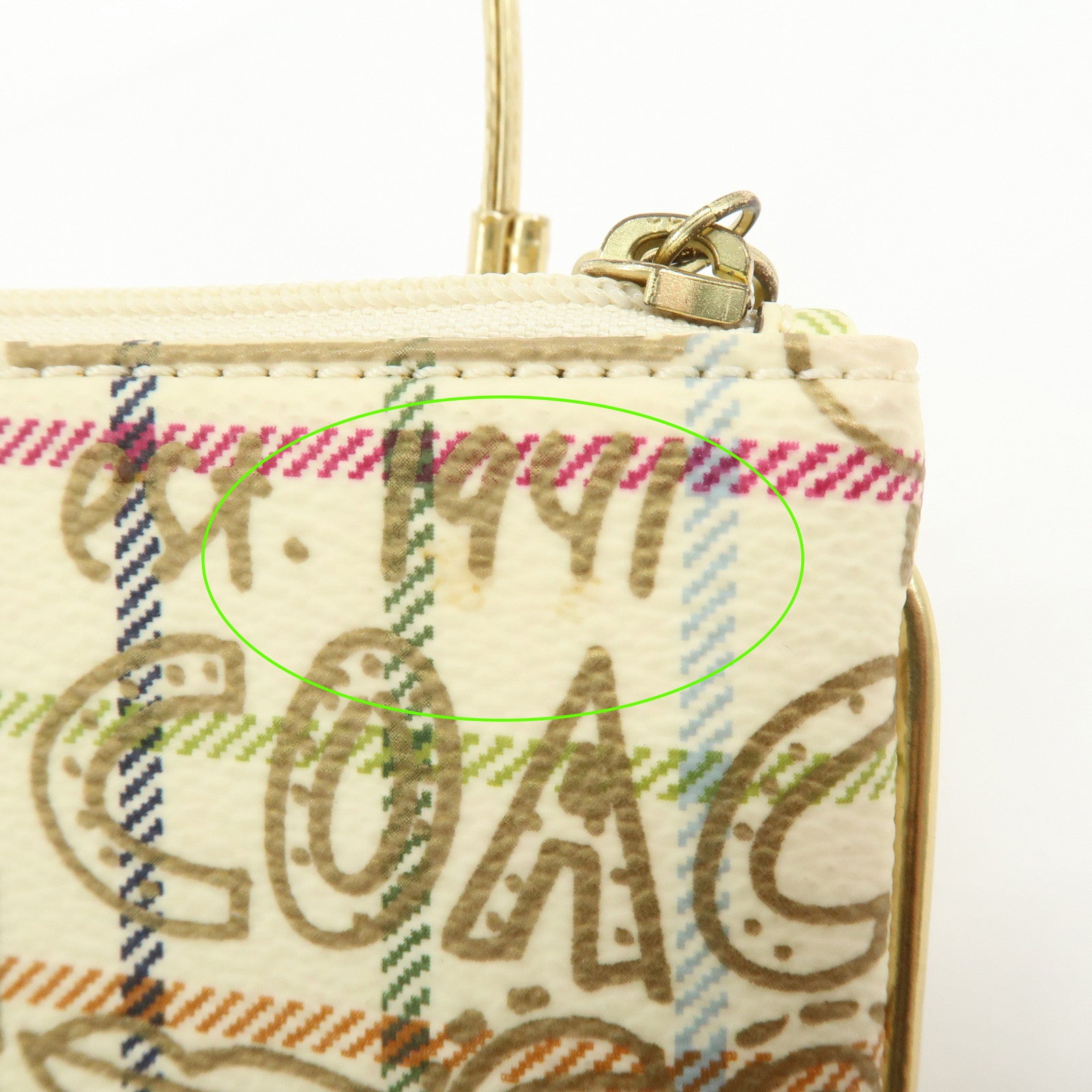 COACH Poppy Set of 2 PVC Leather Coin Purse Pouch Beige Gold Black