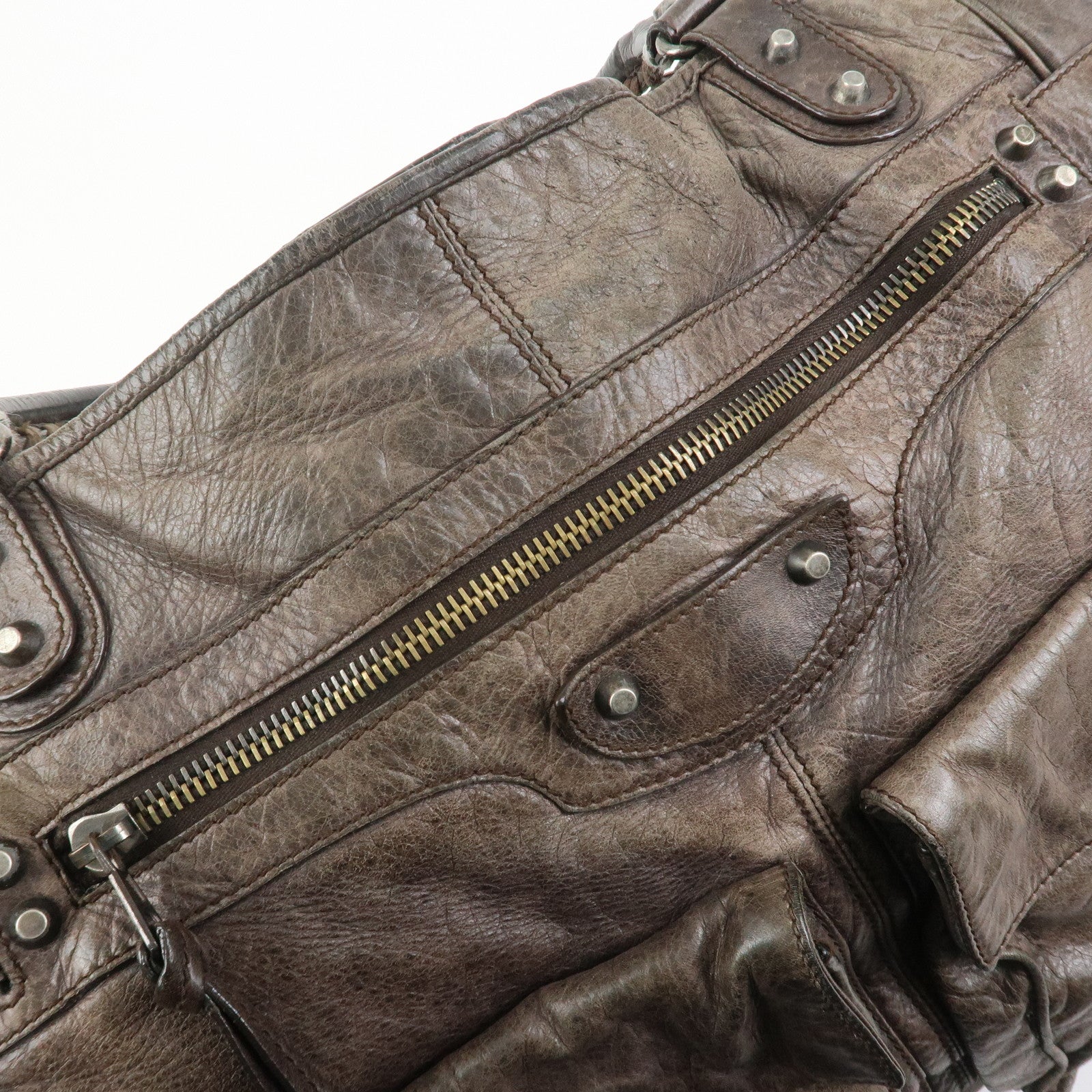 BALENCIAGA Rivacity Paper Bag Leather Tote Bag Brown 236084