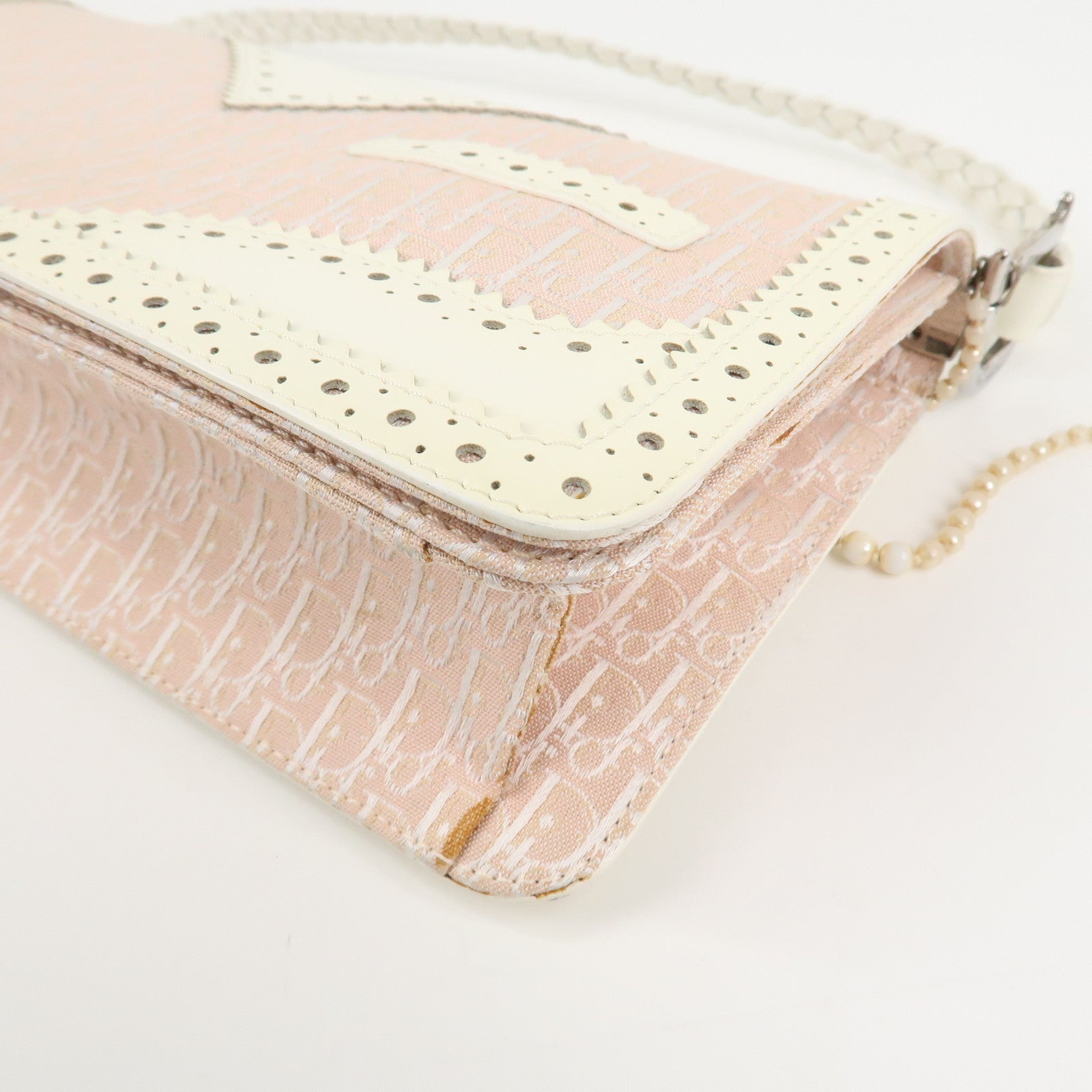 Christian Dior Trotter Canvas Leather Hand Bag Shoulder Bag Pink