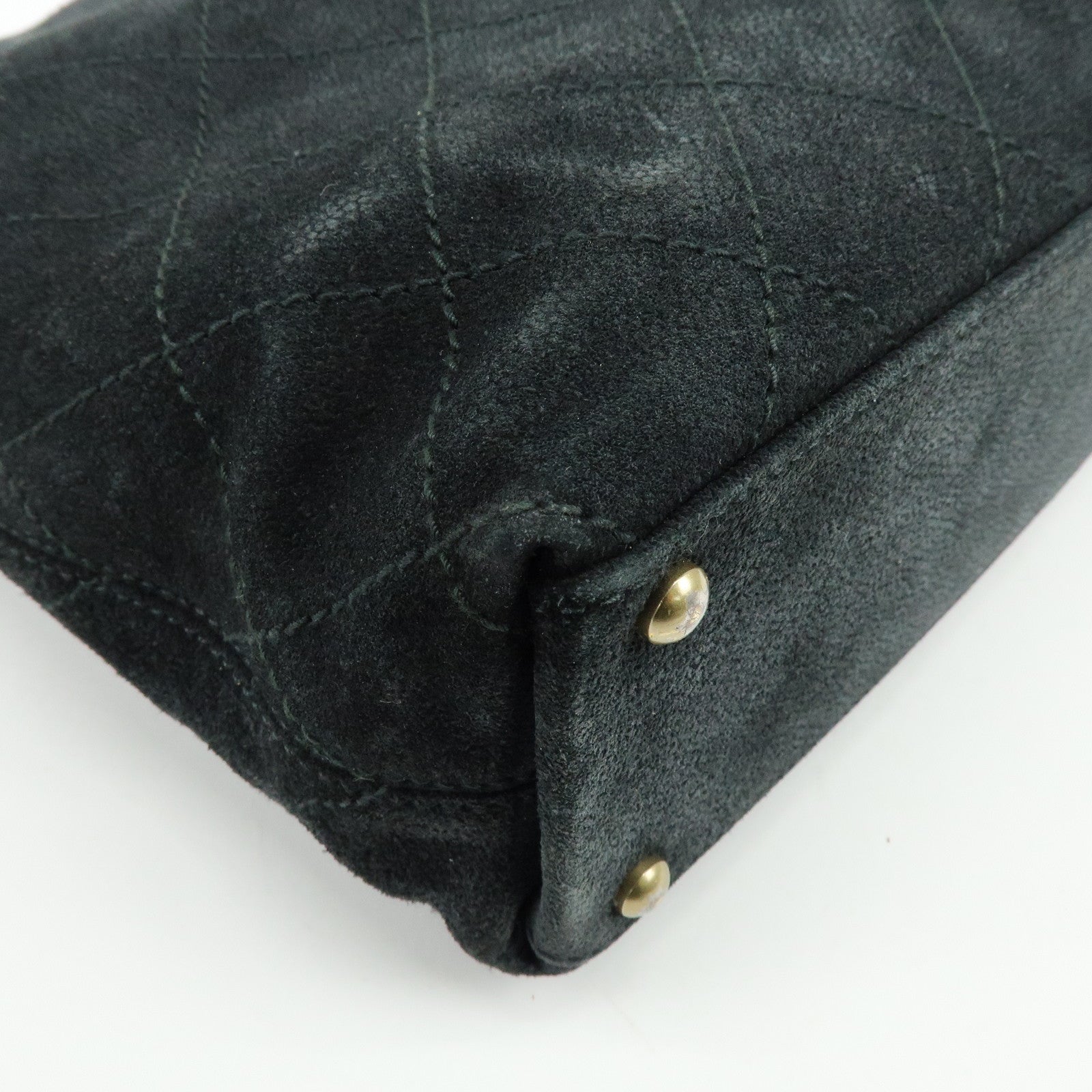 CHANEL Matelasse COCO Mark Suede Tote Bag Shoulder Bag Black