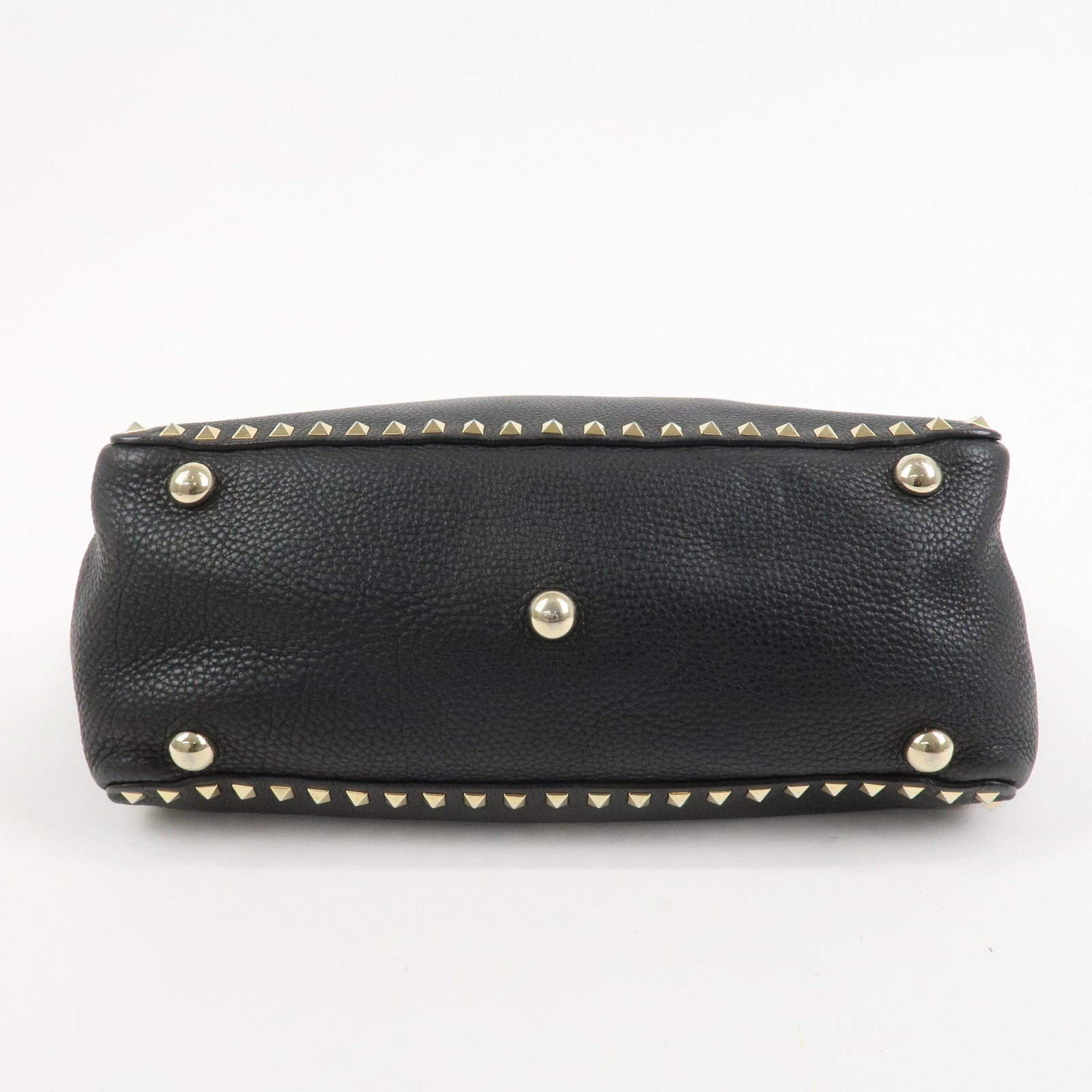 VALENTINO Rockstud Leather Tote Bag Hand Bag Shoulder Bag Black