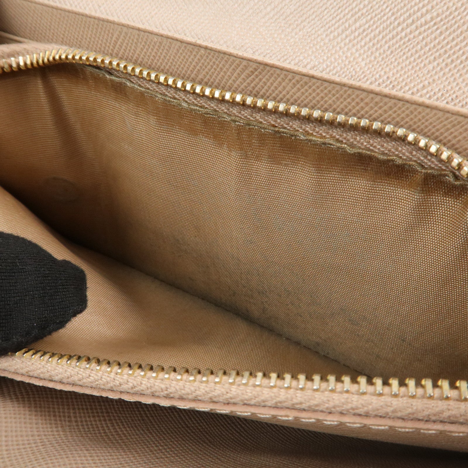 PRADA Triangle Logo Saffiano Leather Long Wallet Pink Beige 1MH132