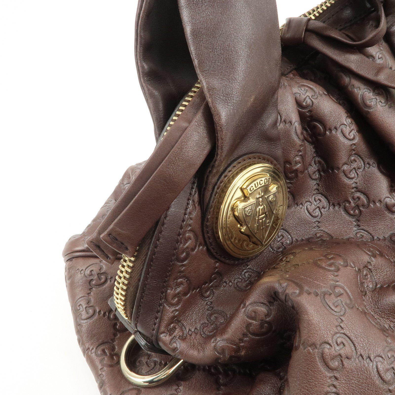 GUCCI Guccissima Histoire Leather Tote Bag Dark Brown 197019 Used