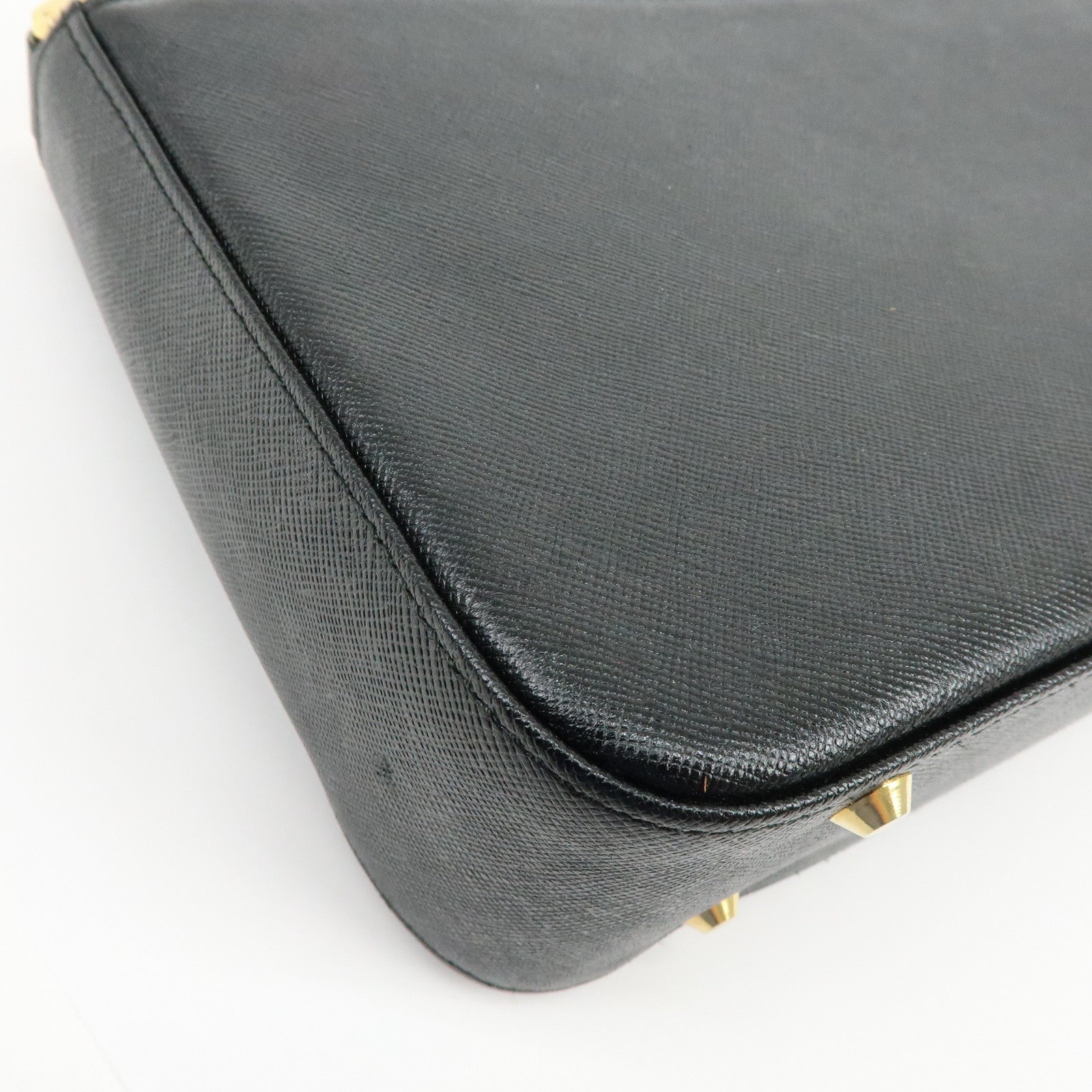 BURBERRY Logo Leather Flap Shoulder Bag Hand Bag Black
