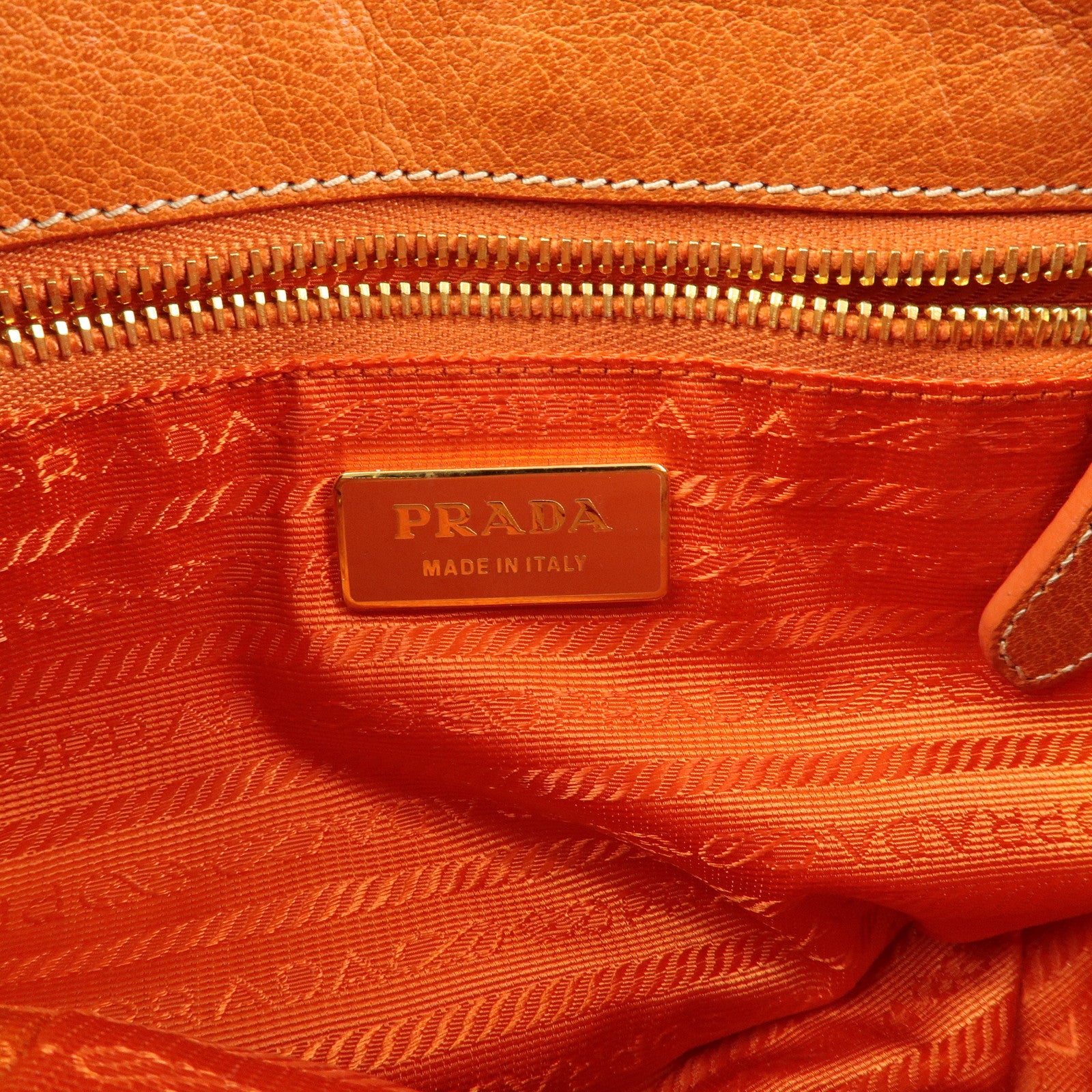 PRADA Triangle Logo Nylon Leather 2Way Bag Hand Bag Orange