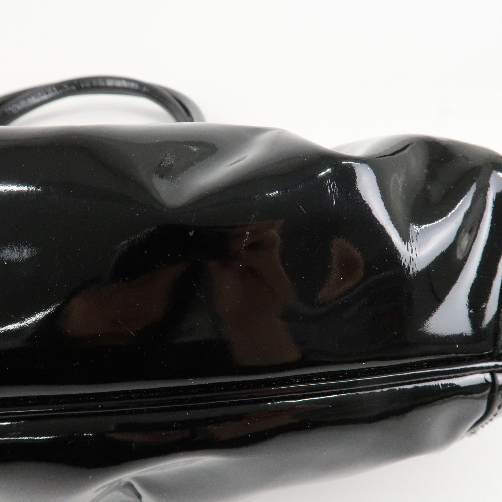 Ferragamo Gancini Patent Leather Shoulder Bag Black Silver HDW Used