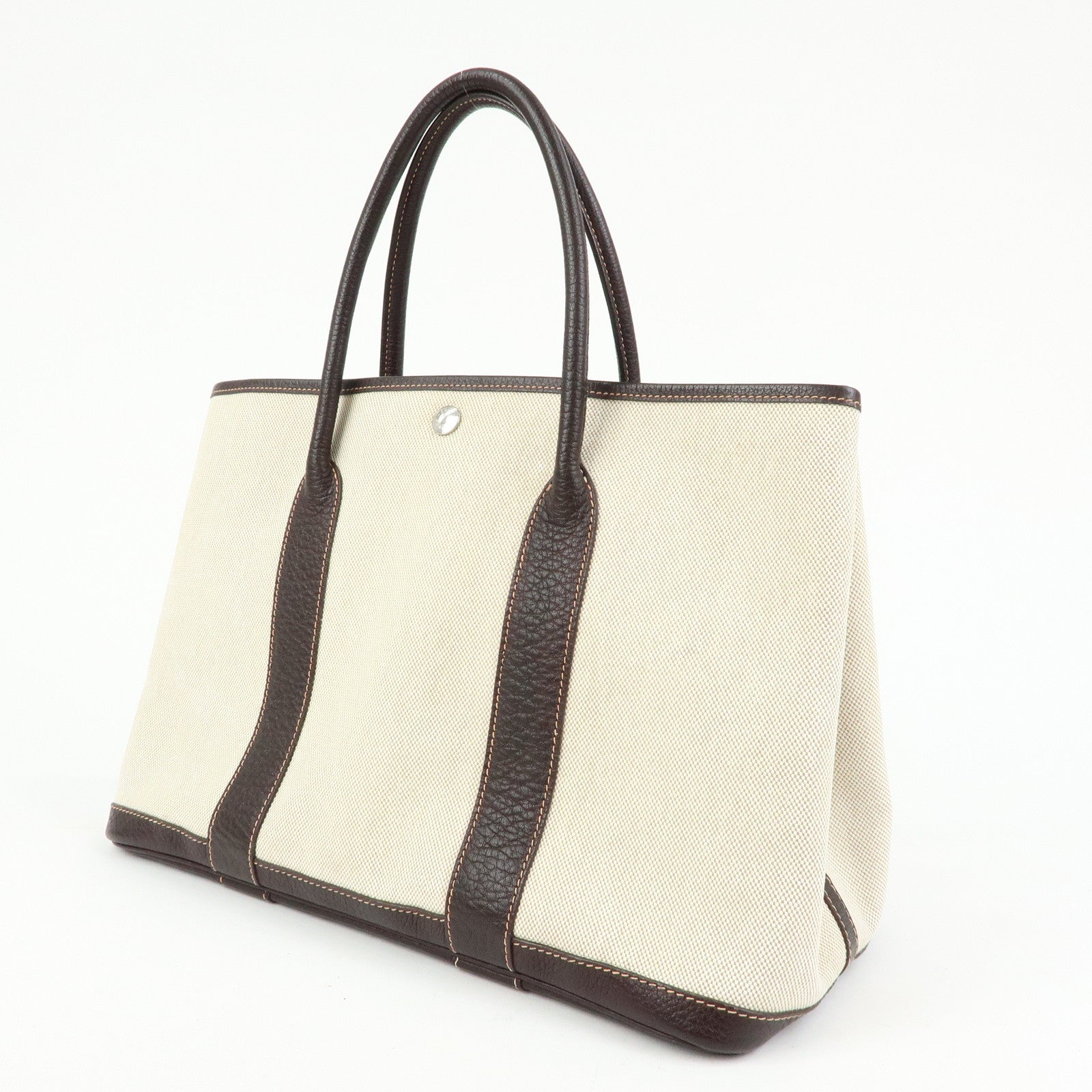 HERMES Toile Ash Canvas Negonda Garden Party PM Tote Bag □H Stamped