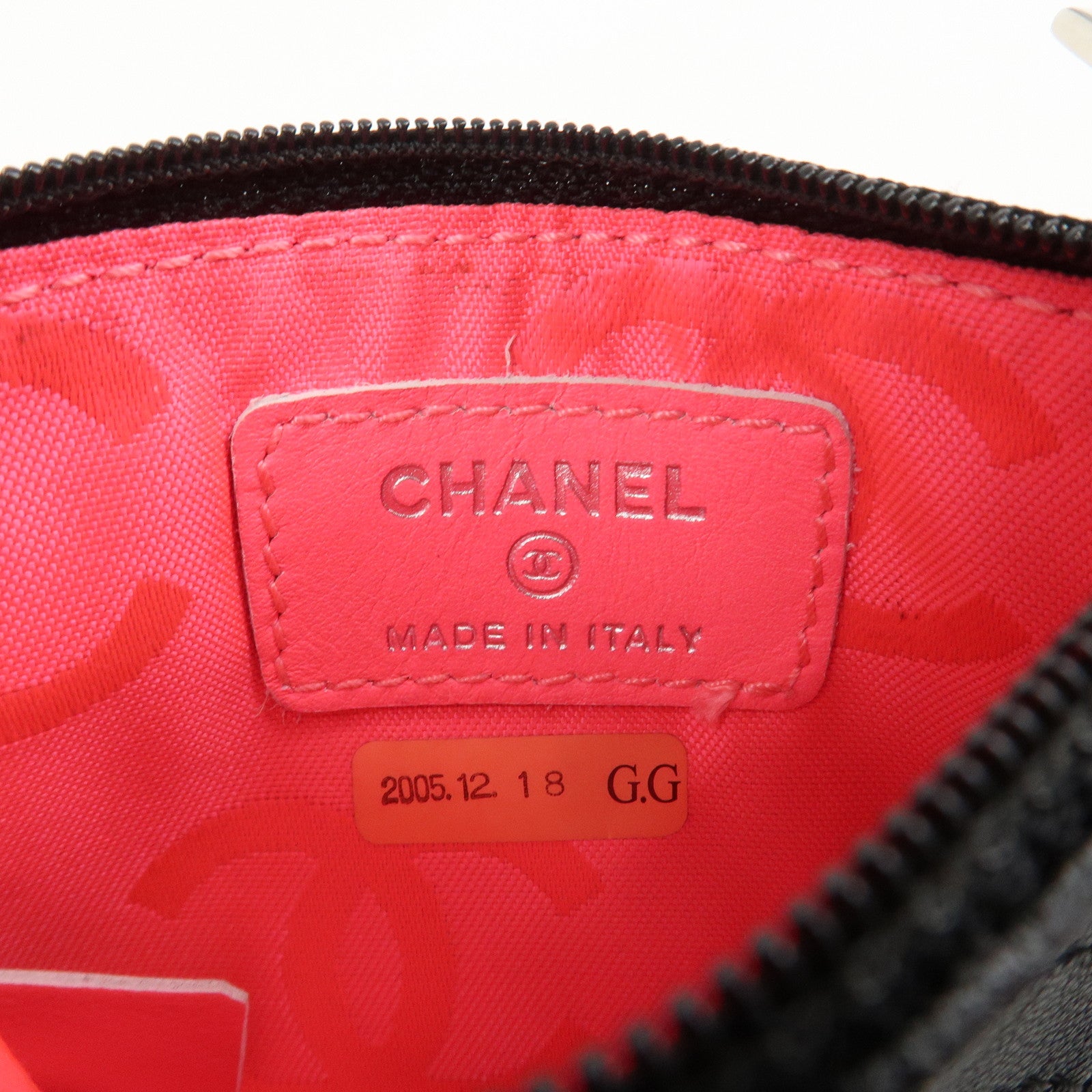 CHANEL COCO Mark Lamb Skin Coin Case Black Silver A25183