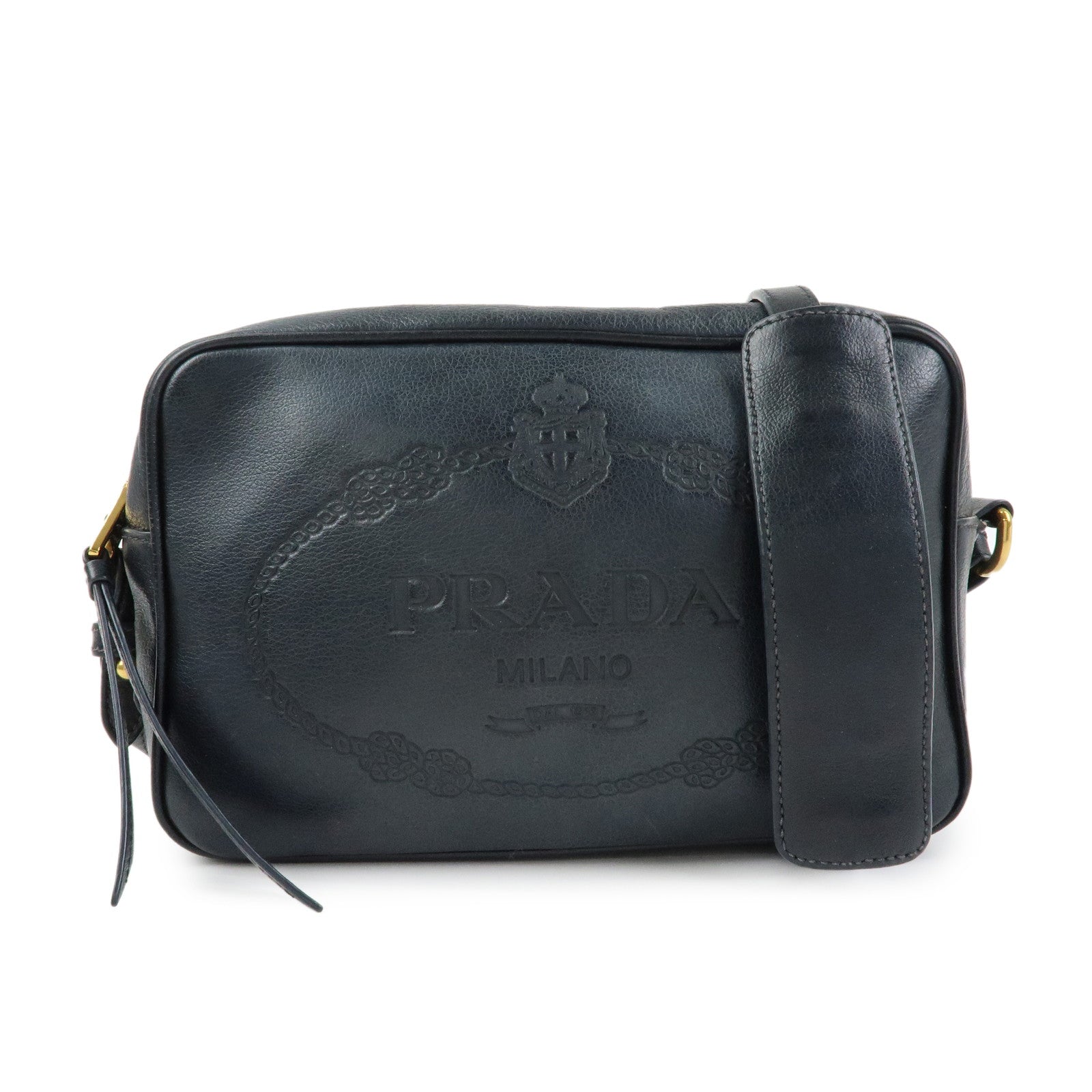 PRADA Triangle Logo Calf Leather Shoulder Bag Crossbody Bag 1BH089