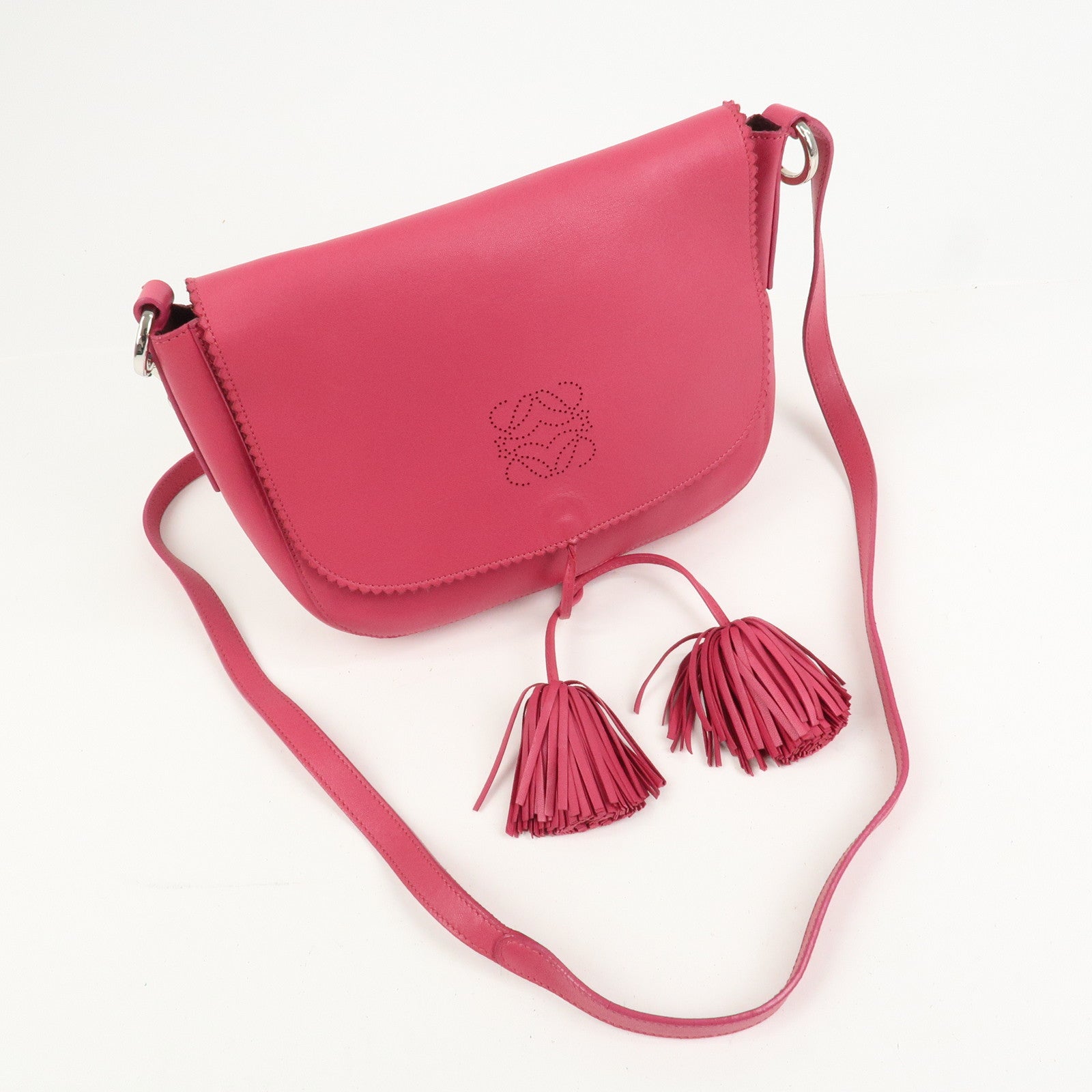LOEWE Anagram Leather Shoulder Bag Crossbody Bag Pink