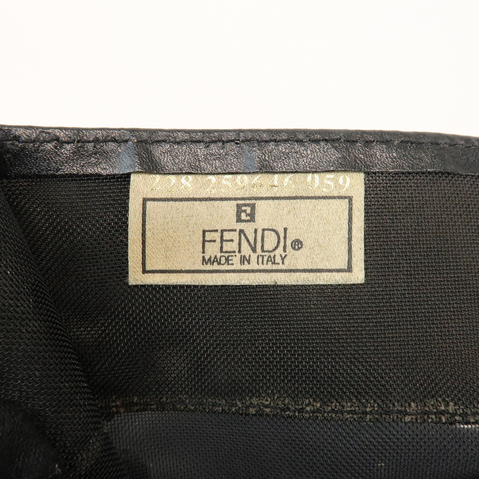 FENDI Mesh Leather Tote Bag Shoulder Bag Black 259646