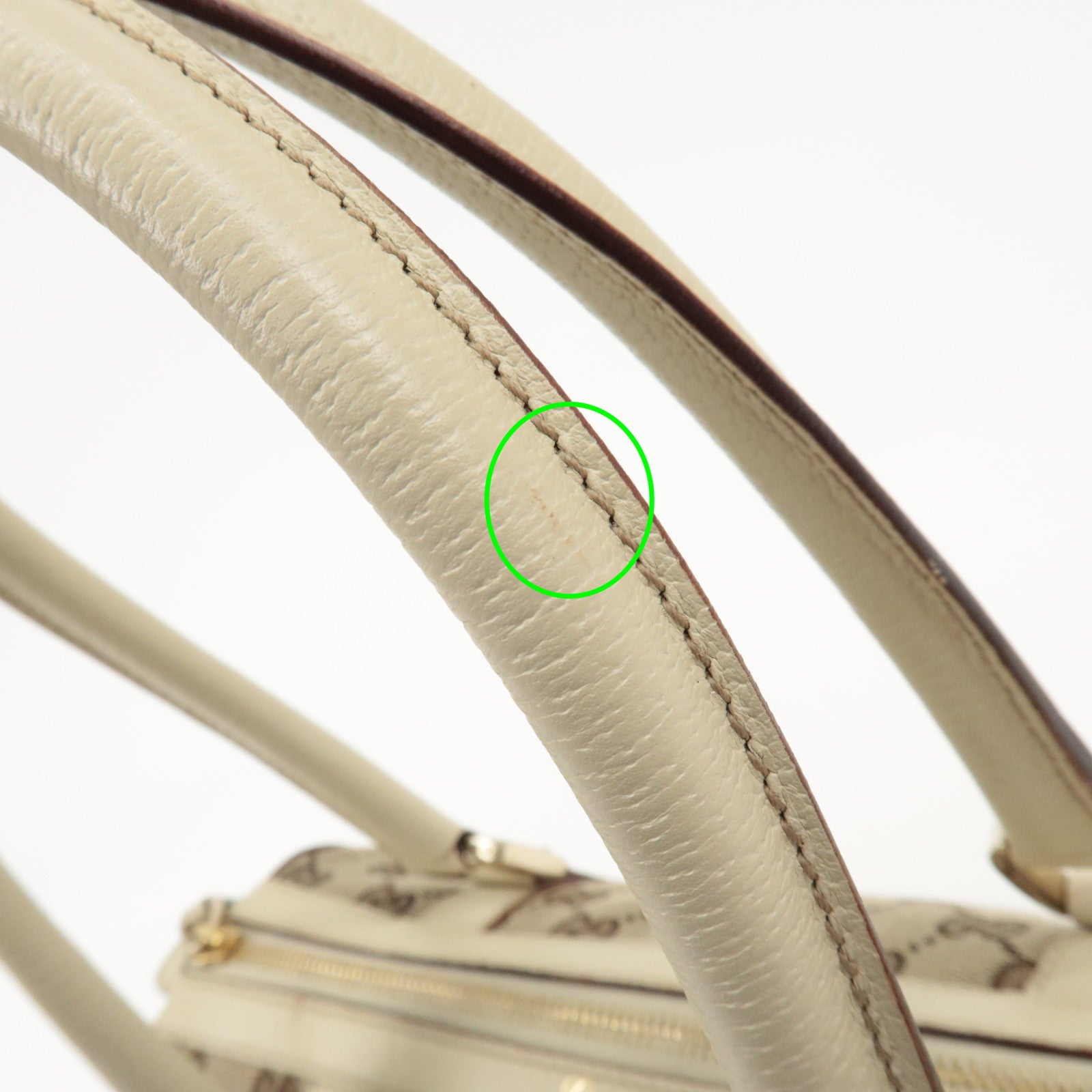 GUCCI Abbey GG Canvas Leather Hand Bag Beige Ivory 130942 Used