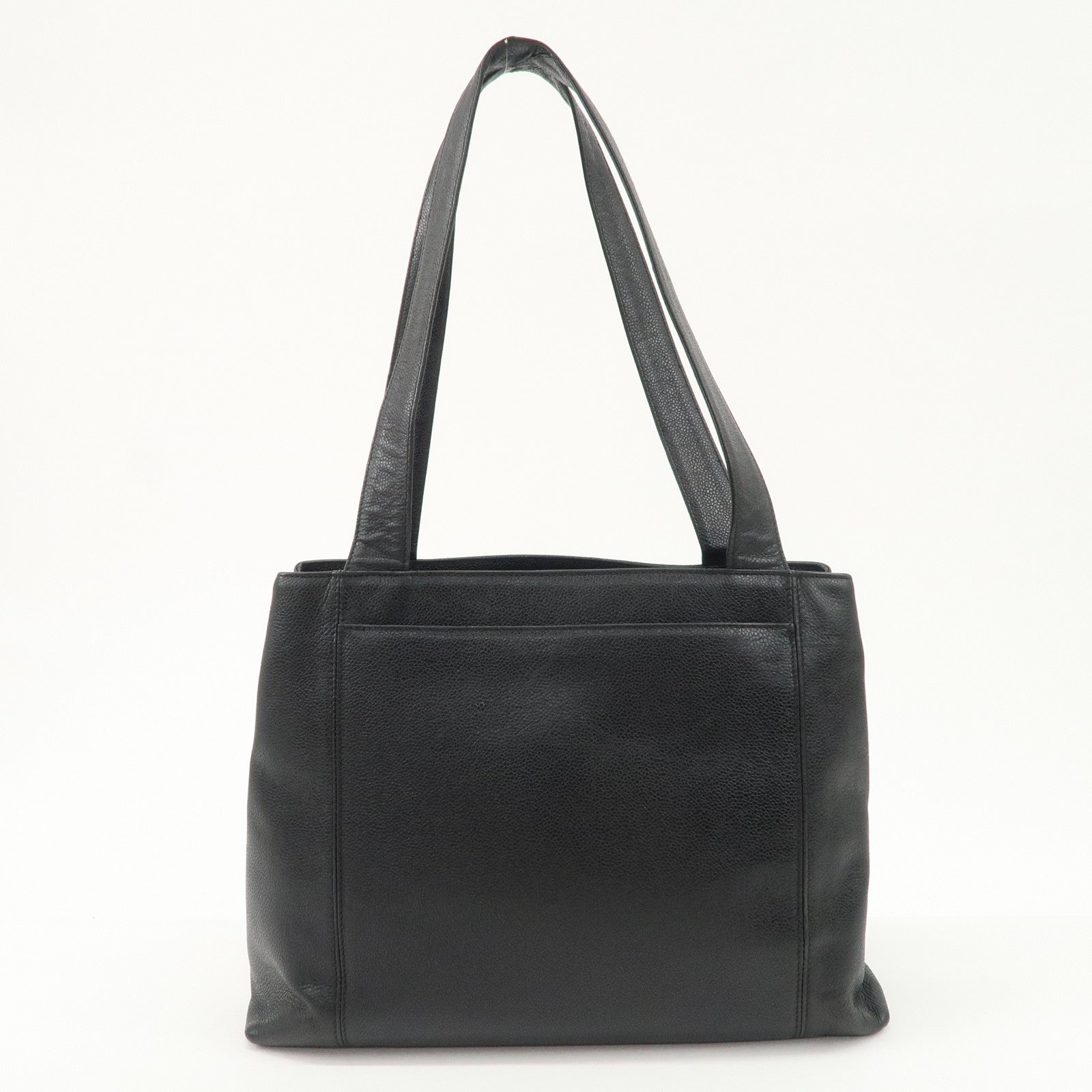 CHANEL Caviarskin Tote Bag Hand Bag Shoulder Bag Black Used