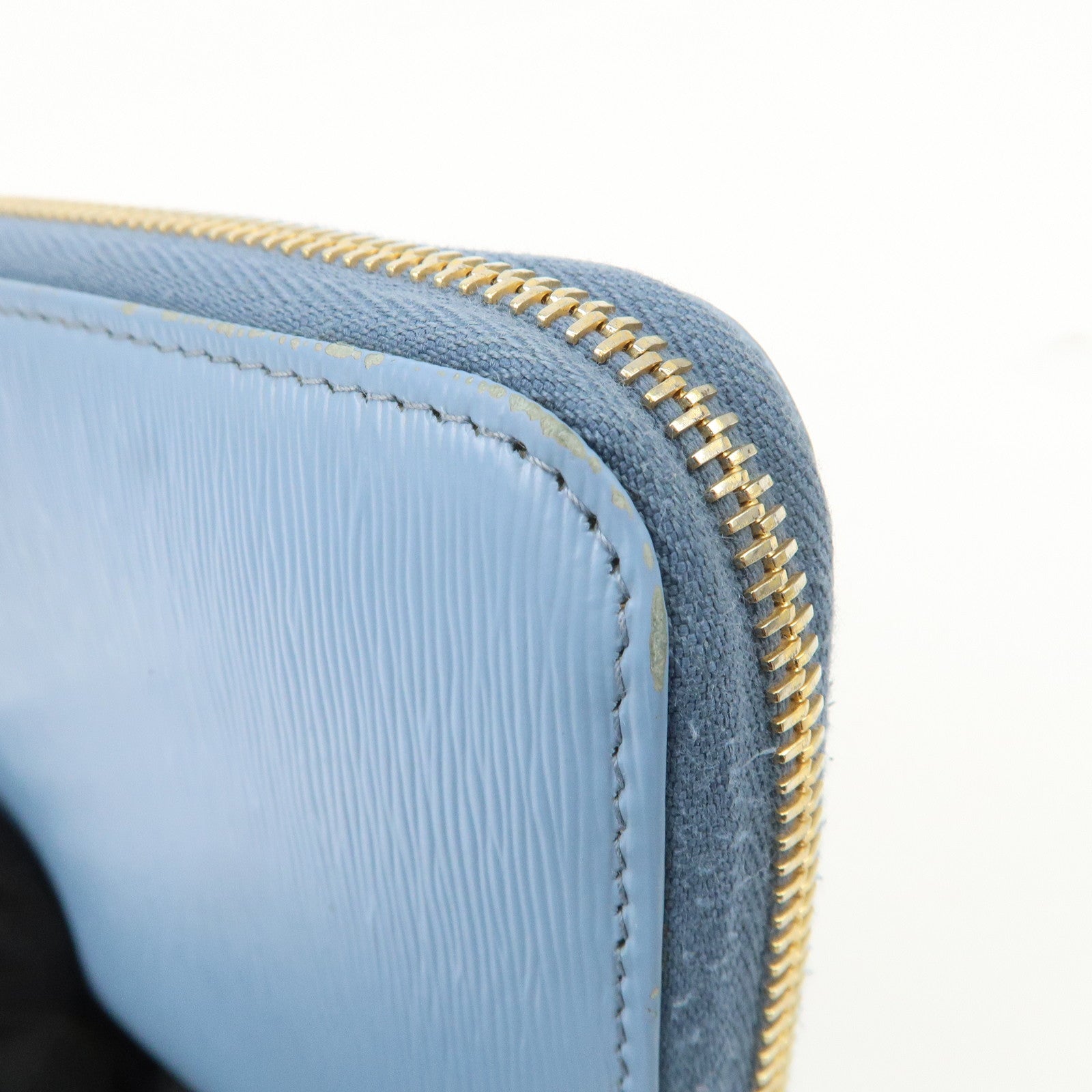 PRADA Logo Vitello Move Leather Zippy Long Wallet Light Blue 1ML506