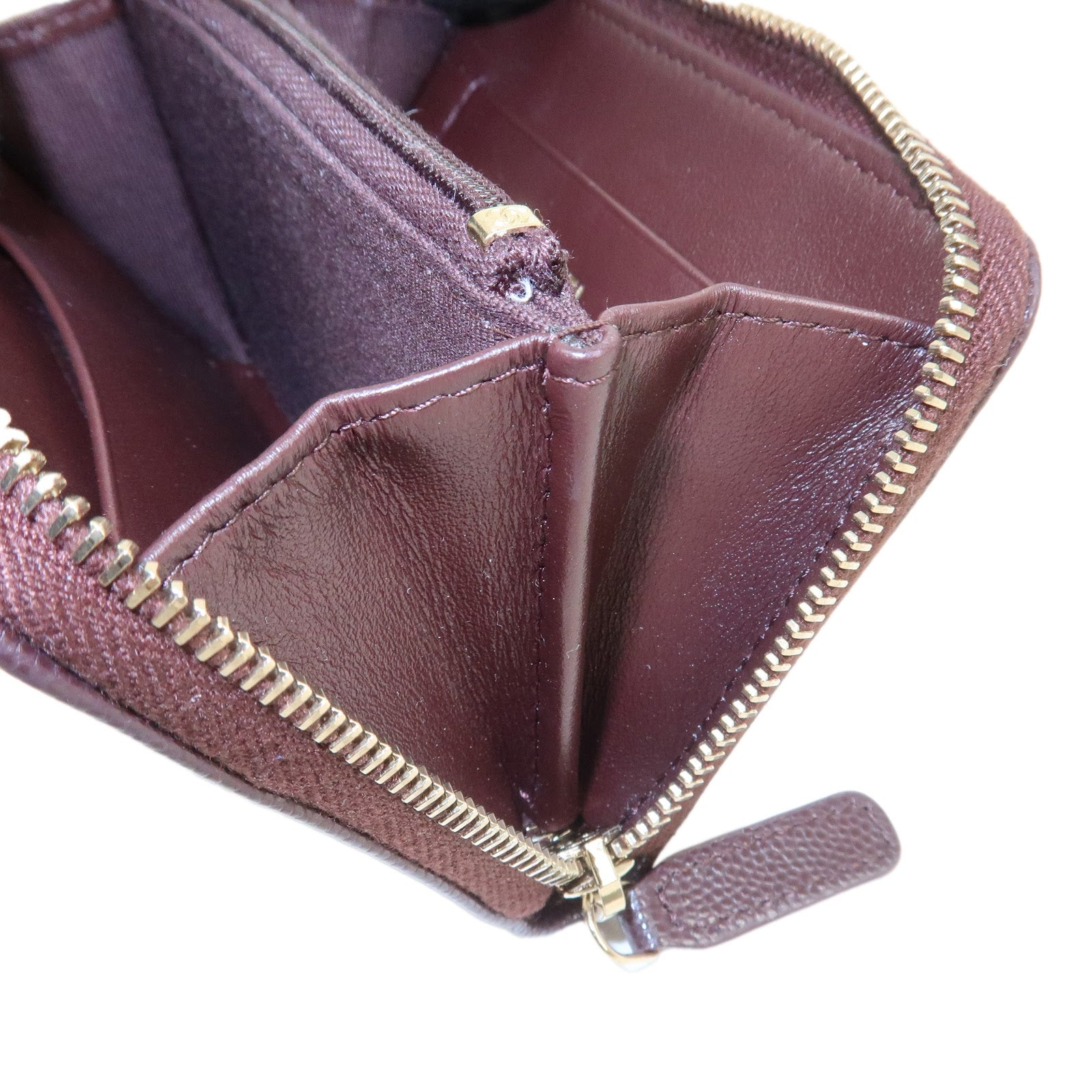 CHANEL COCO Mark Caviarskin Coin Case Brown AP4658