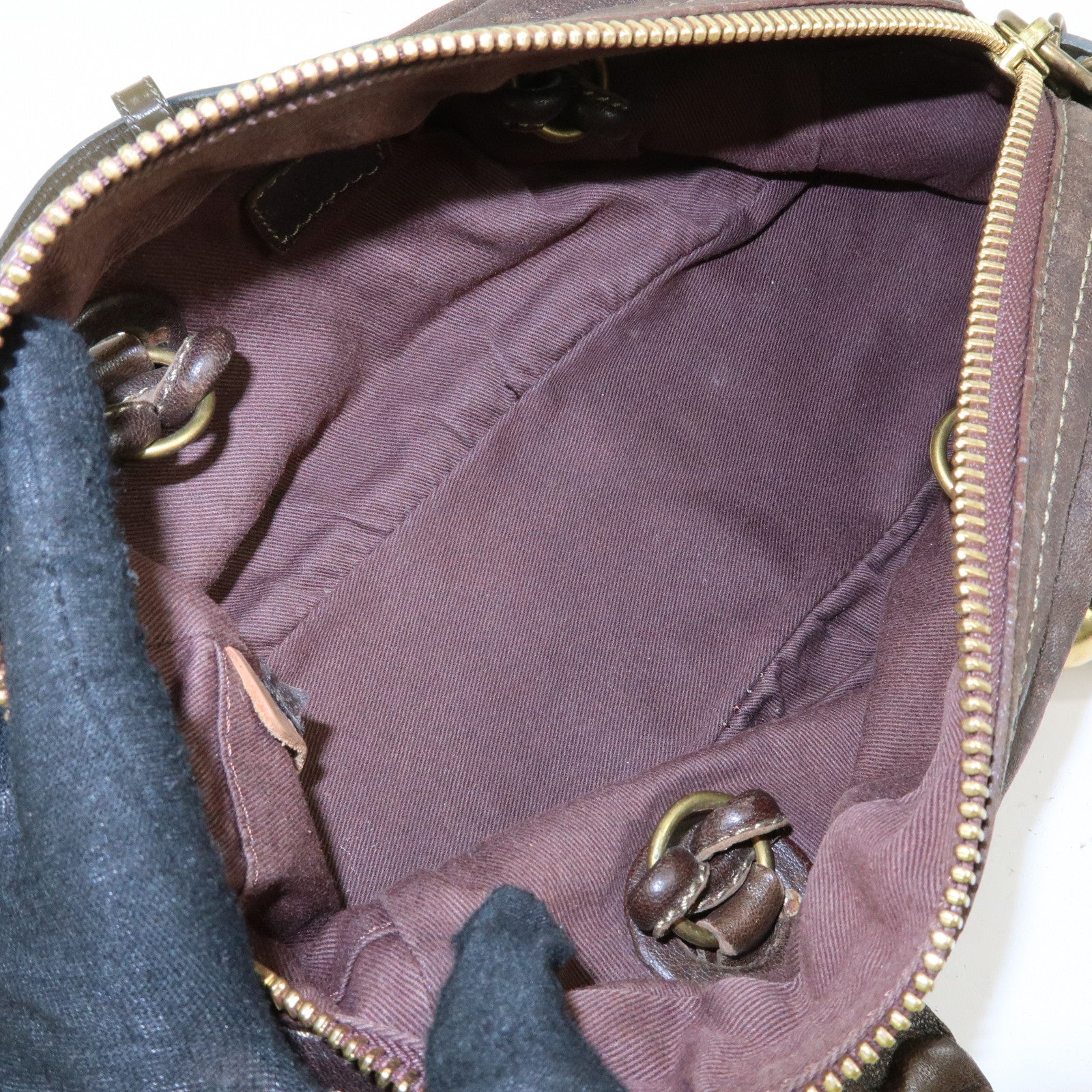 Chloe Leather Shoulder Bag Mini Boston Bag Brown