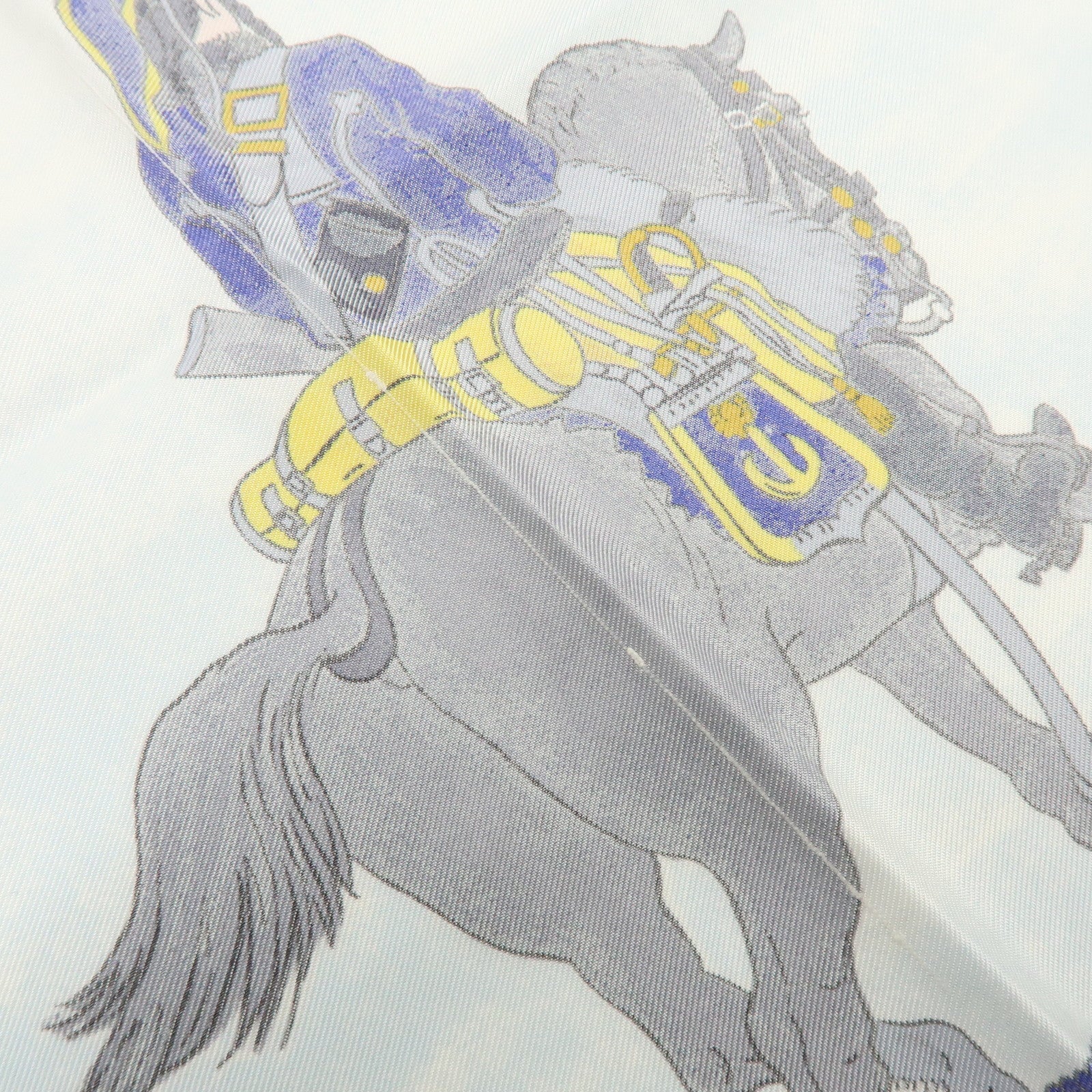 HERMES Carre 90 Silk 100% MARINE ET CAVALERIE Scarf Blue Navy
