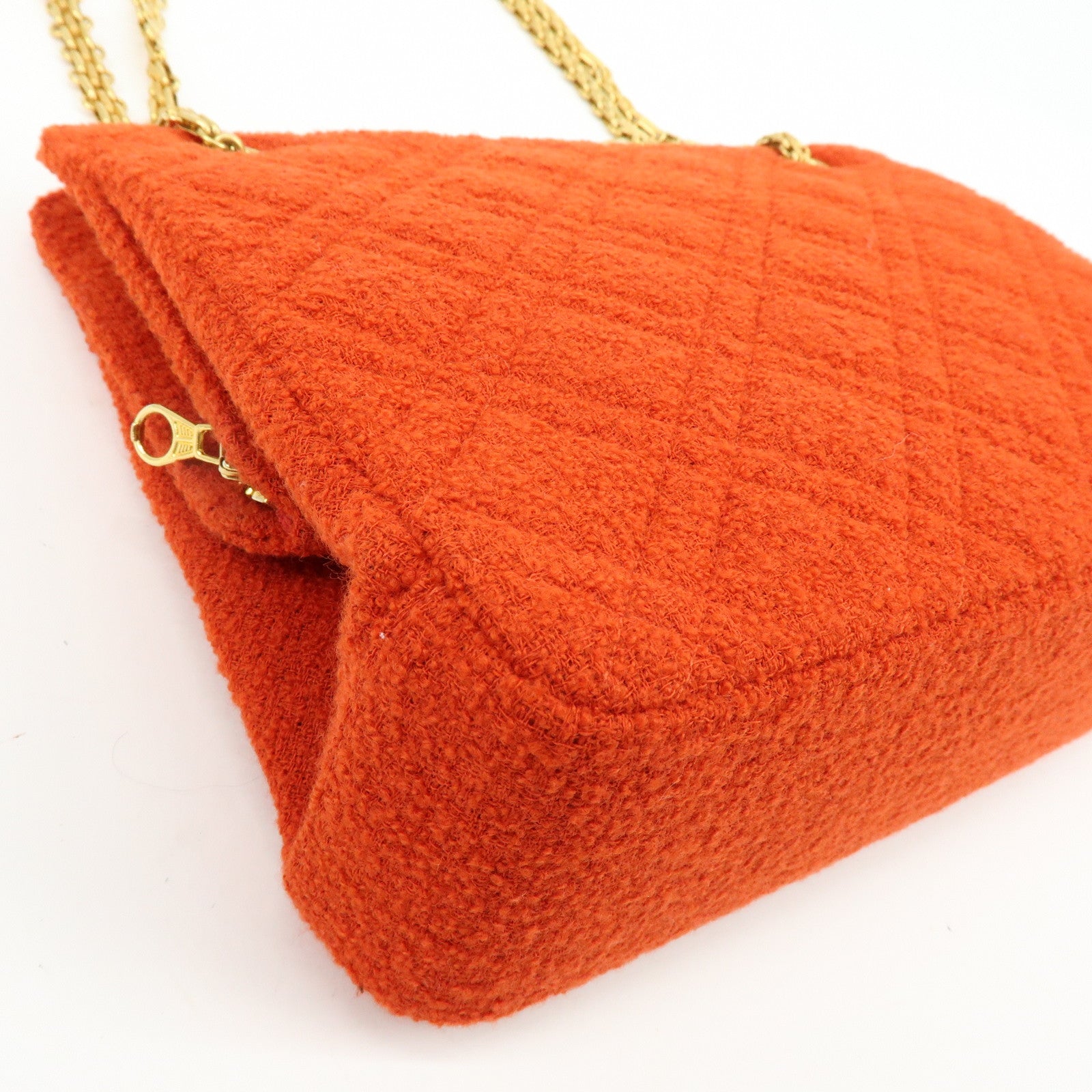 CHANEL COCO Mark Tweed Chain Shoulder Bag Hand Bag Red