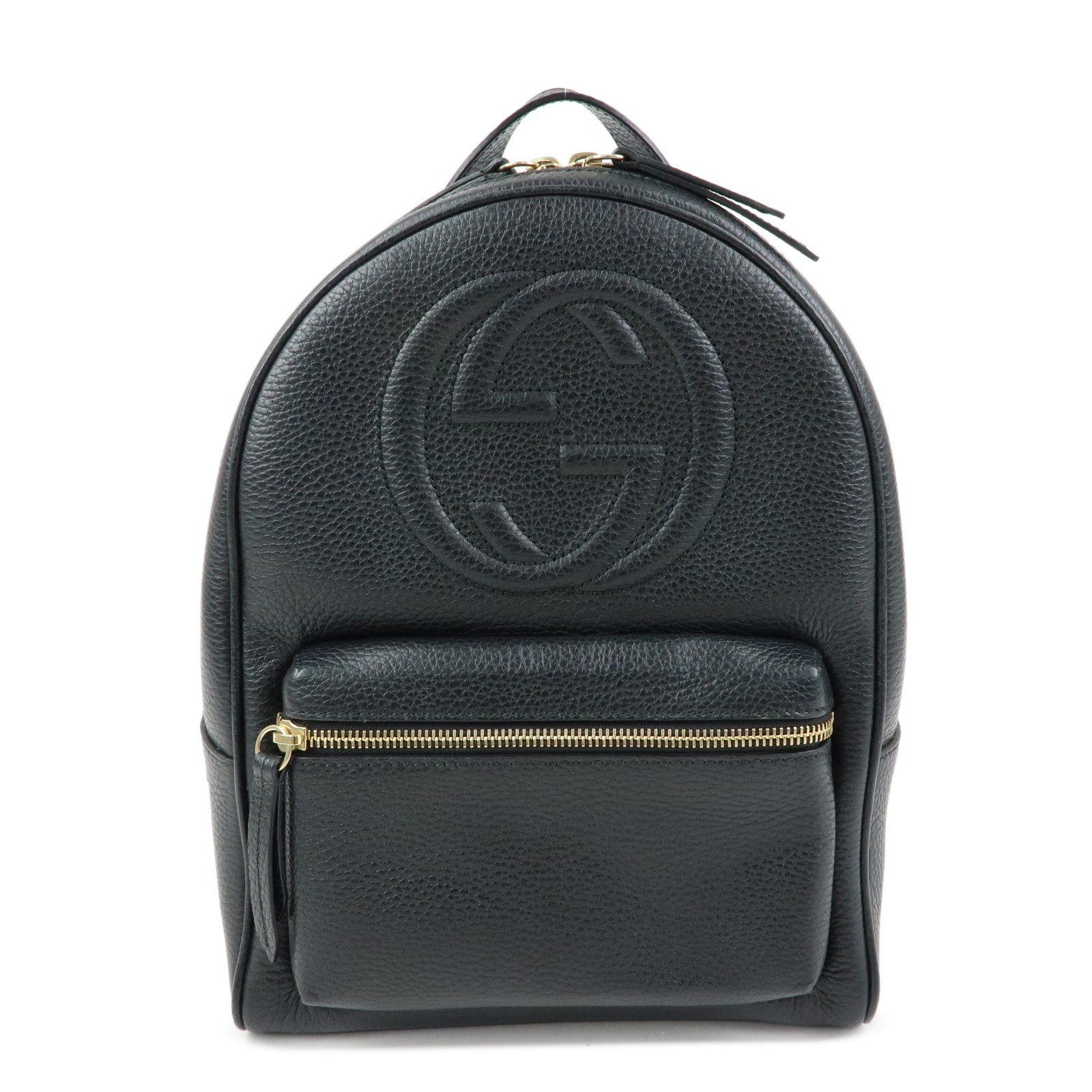 GUCCI SOHO Interlocking G Leather Backpack Rucksack Black 431570