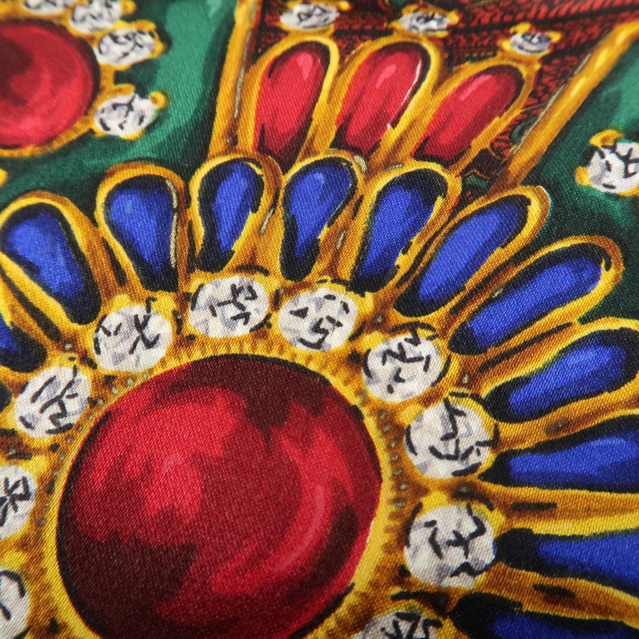 CHANEL Silk 100% Scarf Gripoix Print Red Multi Color Used