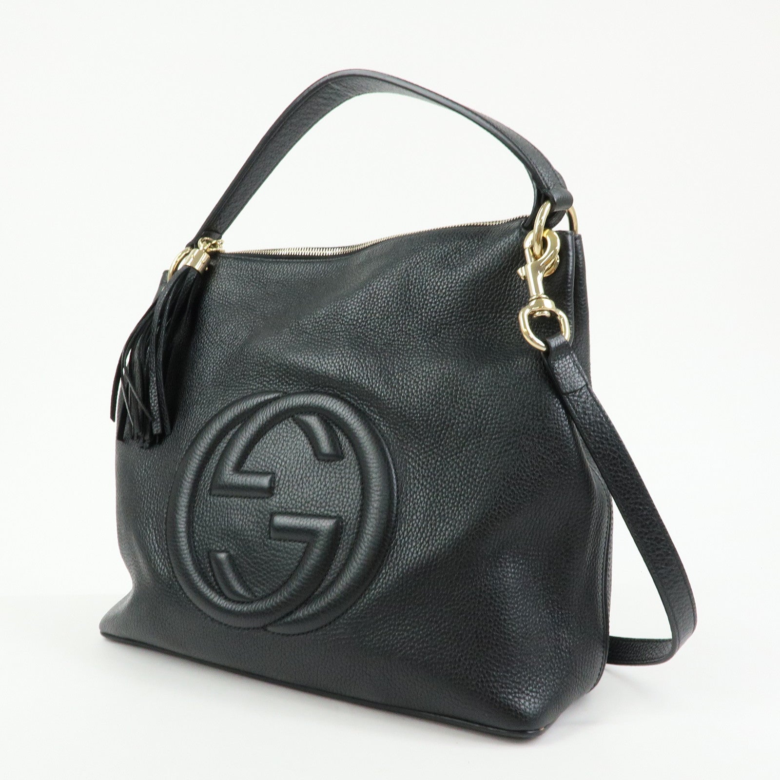 GUCCI Interlocking G Soho Leather 2Way Bag Hand Bag Black 536194