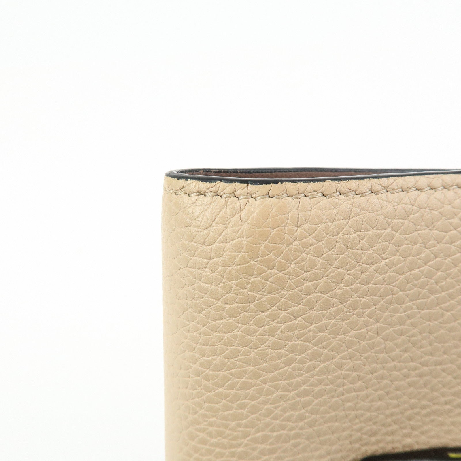 LOEWE Anagram Leather Compact Wallet Beige Yellow