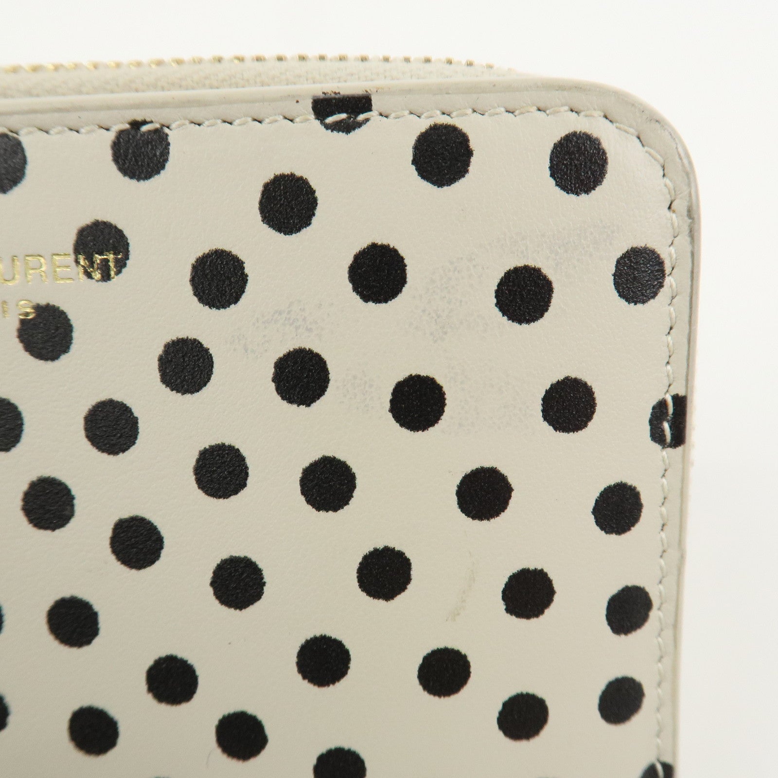 SAINT LAURENT PARIS Dot Print Round Zippy Compact Wallet 562796
