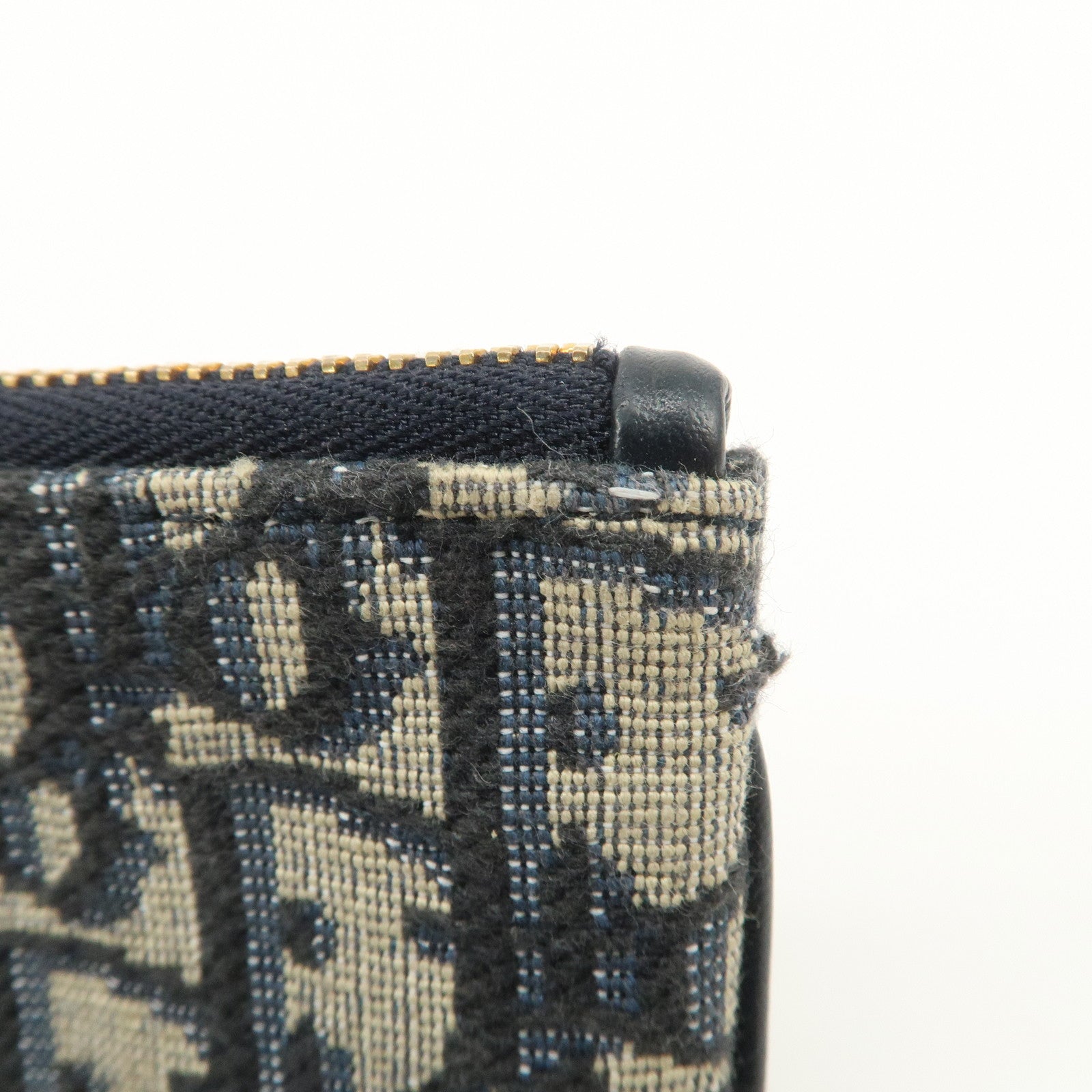 Christian Dior Trotter Canvas Leather Coin Case Key Case Navy