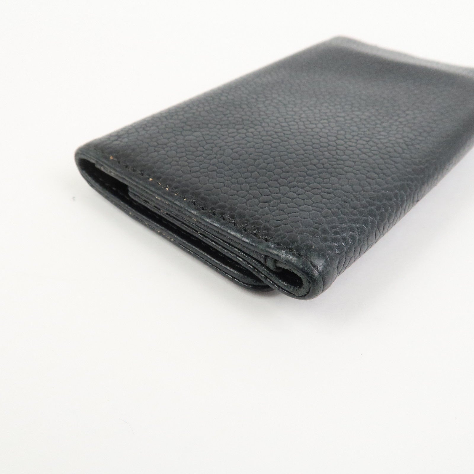 CHANEL COCO Mark Caviarskin Leather Key Case Key Holder Black