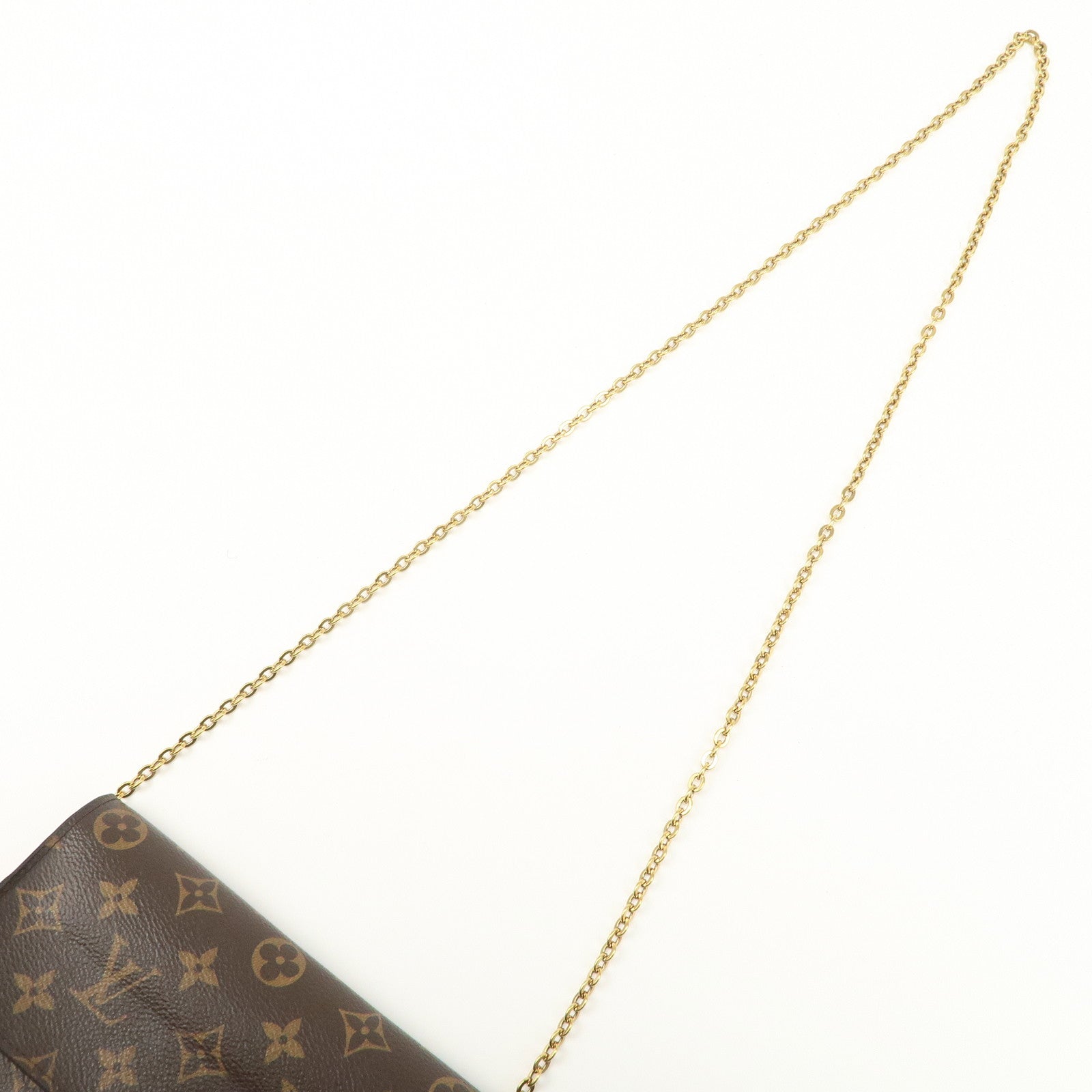 Louis Vuitton Monogram Leather Portefeuille Flore Chain Wallet Brown Pink M69578 Used