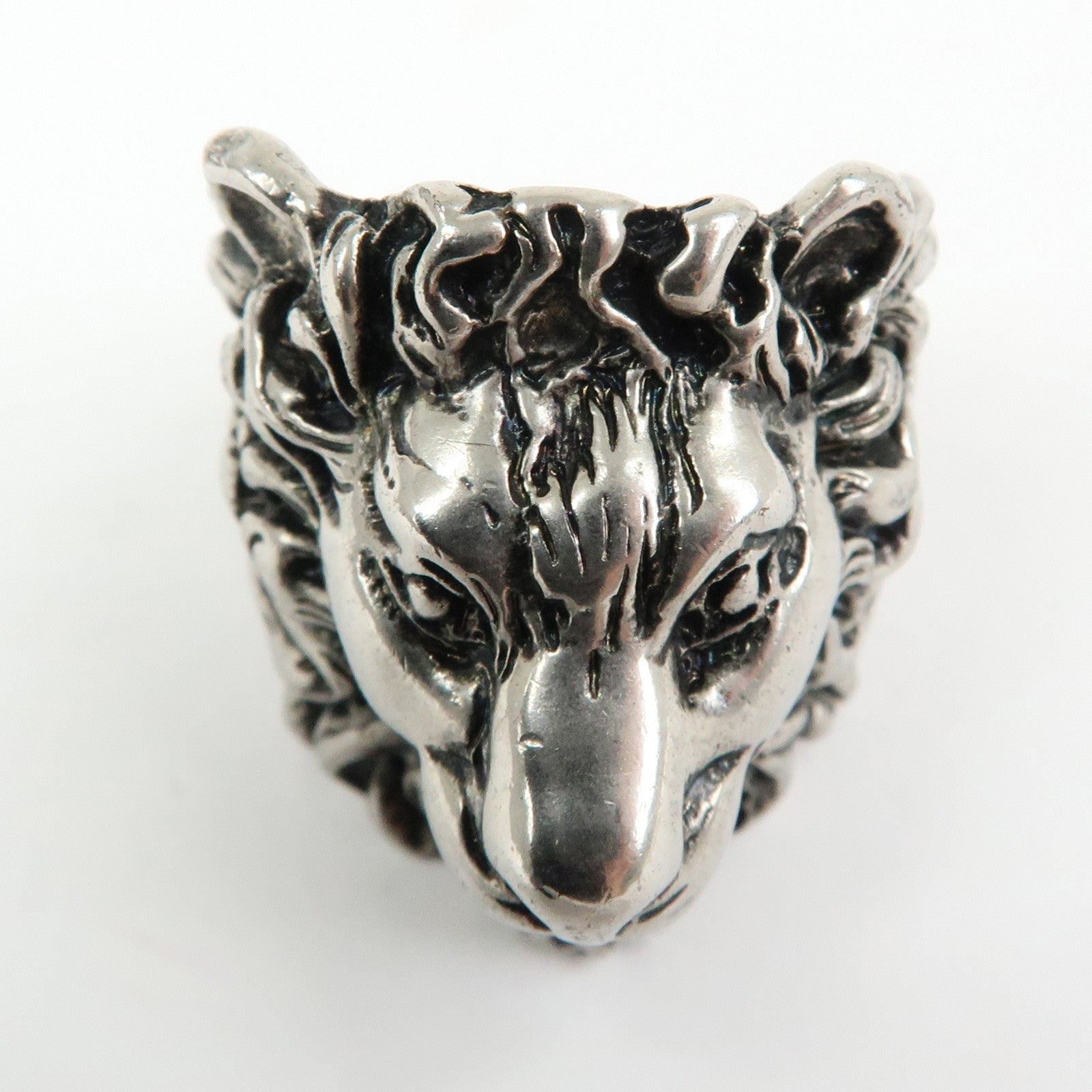 GUCCI Lion Head Metal Ring Silver #19 US9 EU58 HK19