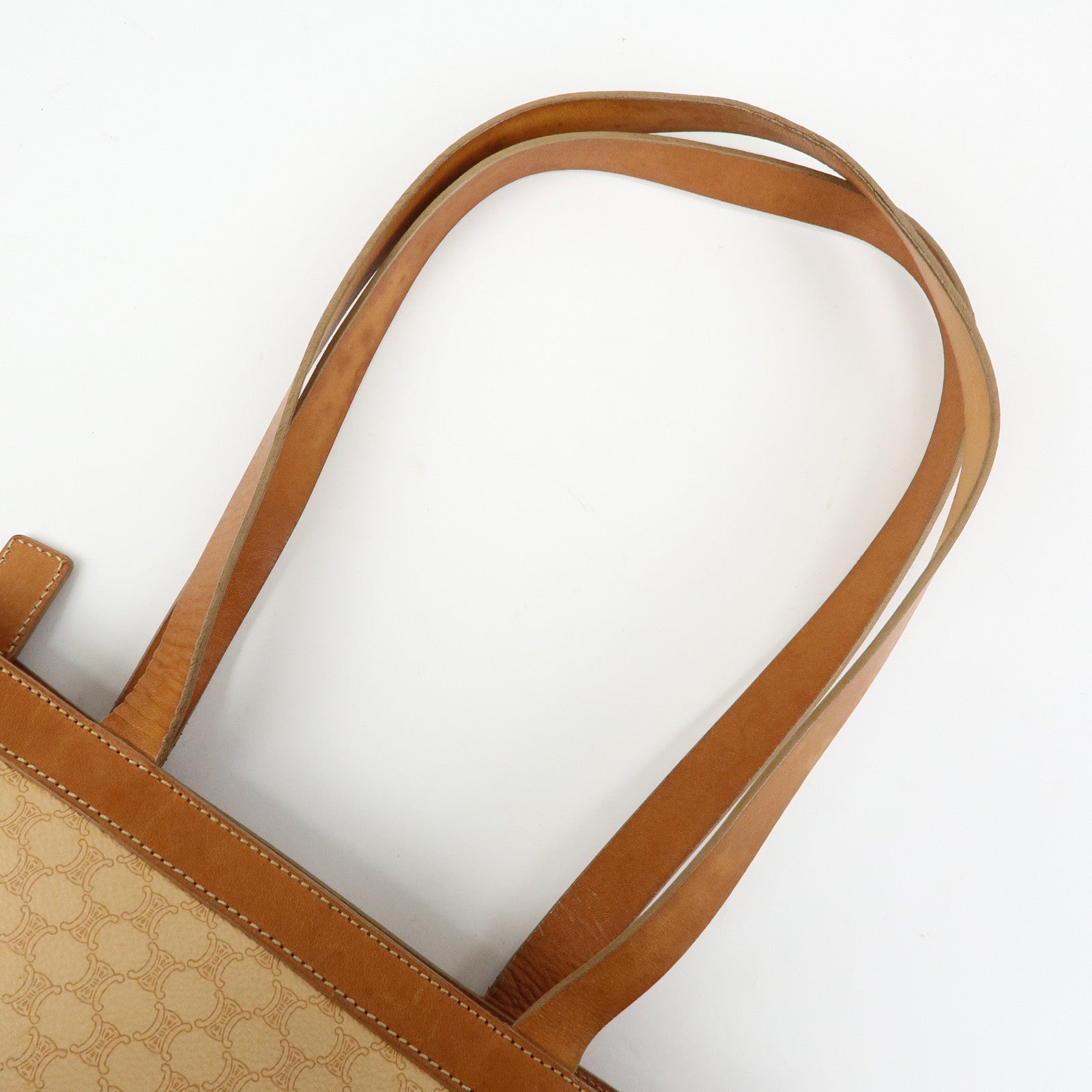 CELINE Macadam PVC Leather Tote Bag Shoulder Bag Beige Light Brown