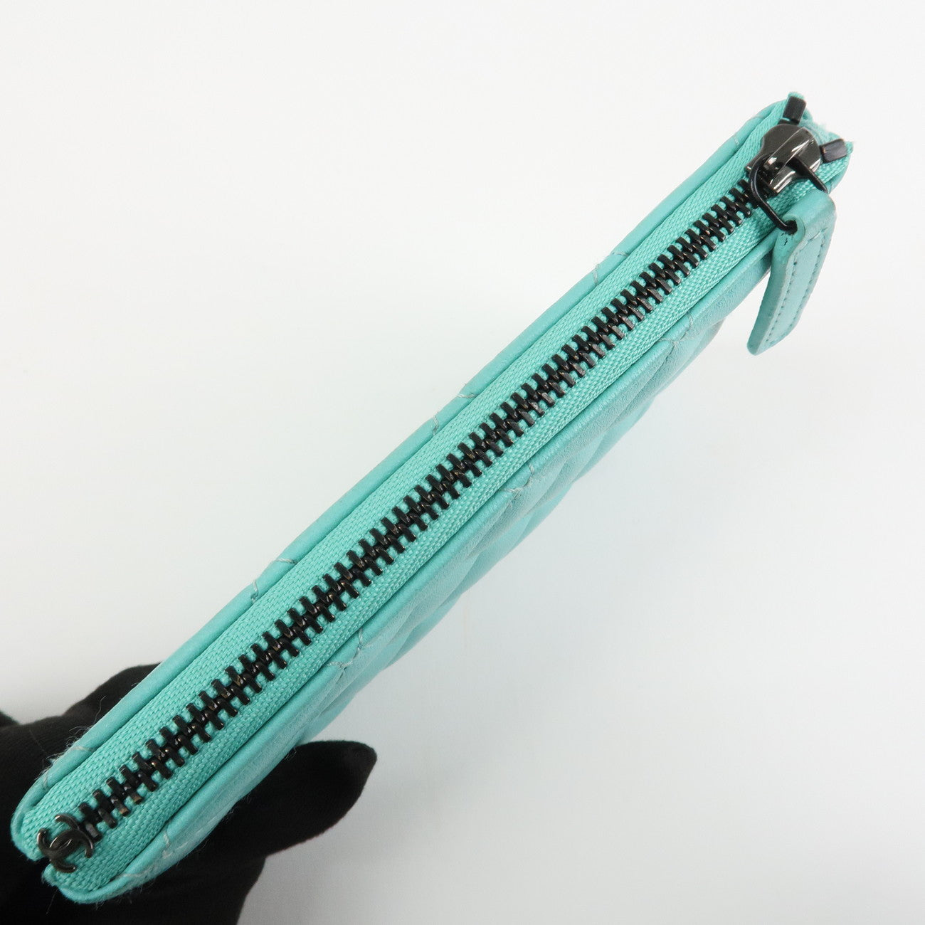 CHANEL Matelasse Caviarskin Classic Mini Pouch Blue A82365 Used