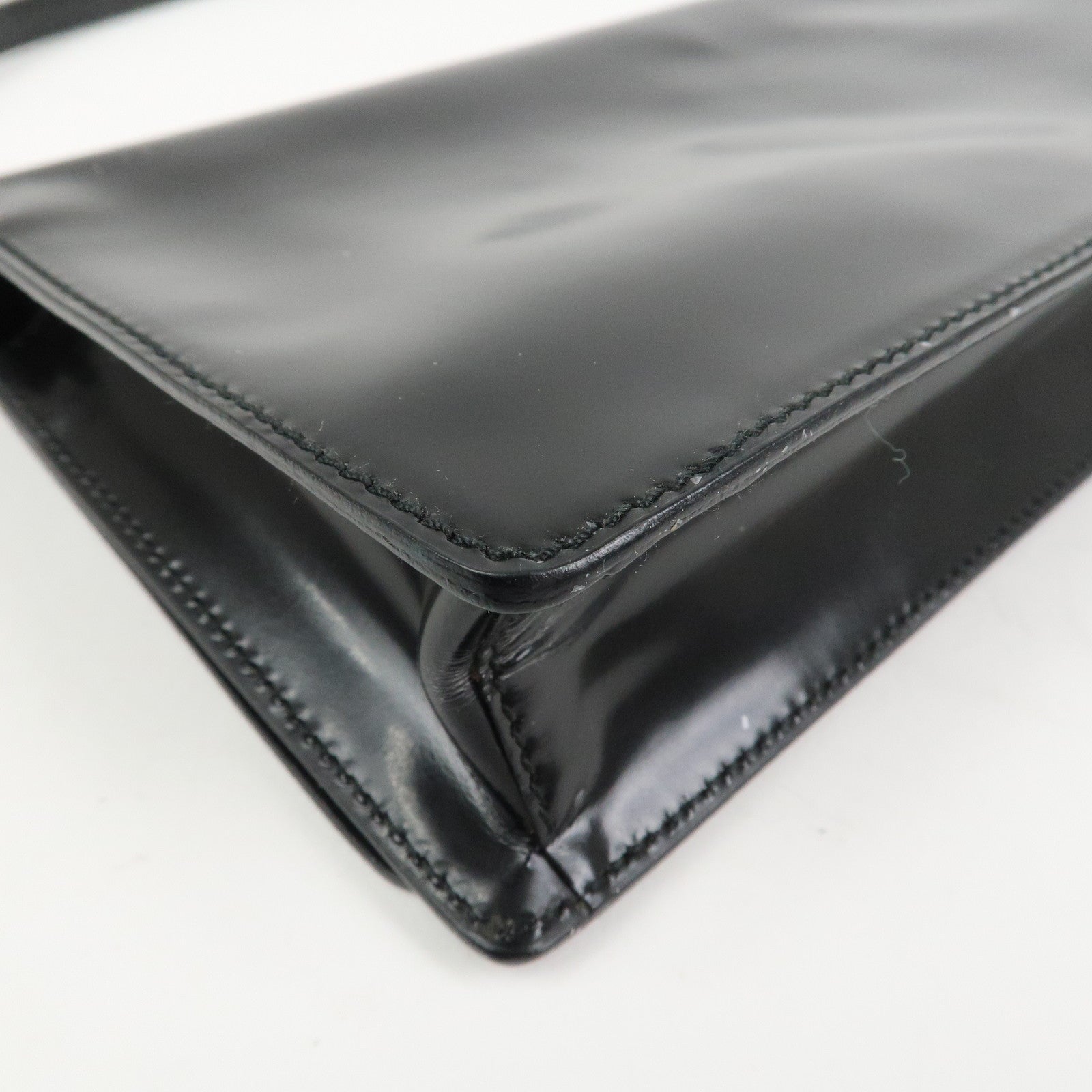 PRADA Logo Leather Shoulder Bag Hand Bag Black BR0421