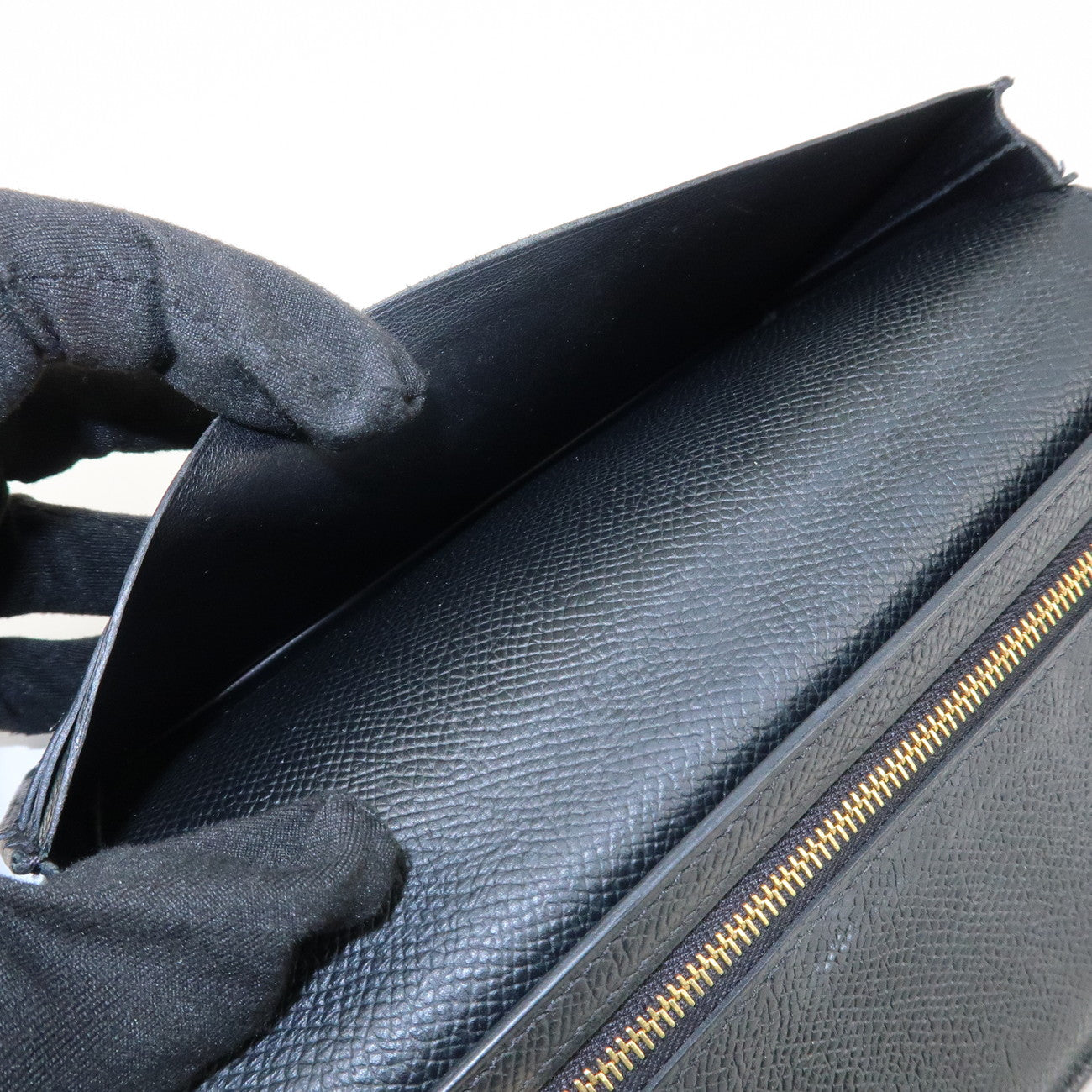 HERMES Epson Bearn Soufflet Long Wallet C Stamped Black Used