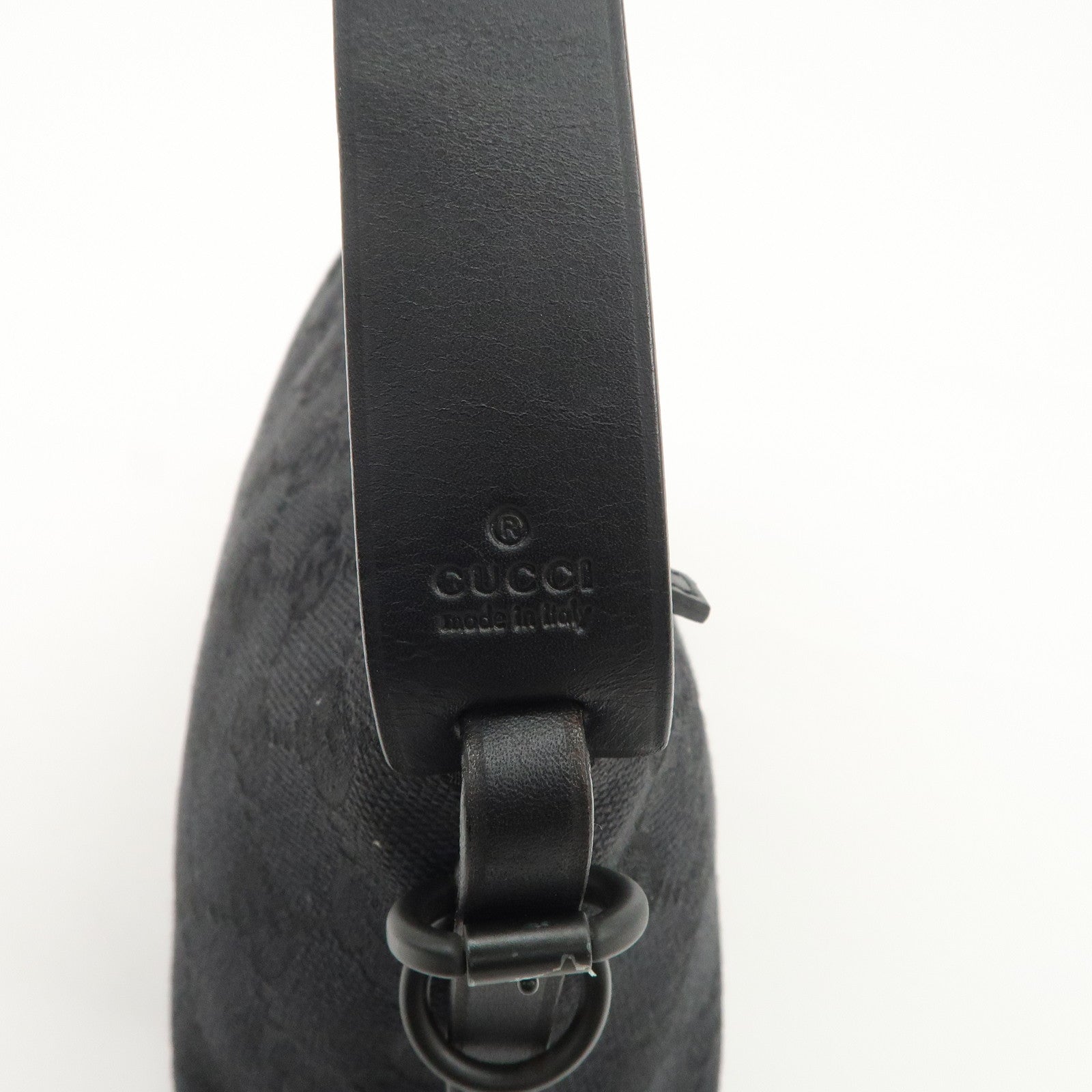 GUCCI GG Canvas Leather Accessory Pouch Hand Bag Black 103399 Used