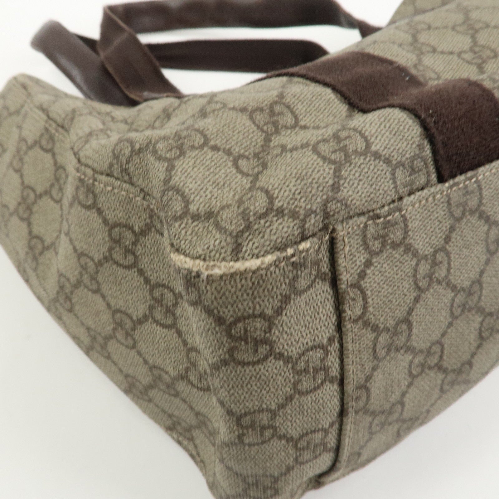 GUCCI GG Supreme Leather Tote Bag Hand Bag Beige Brown 141624