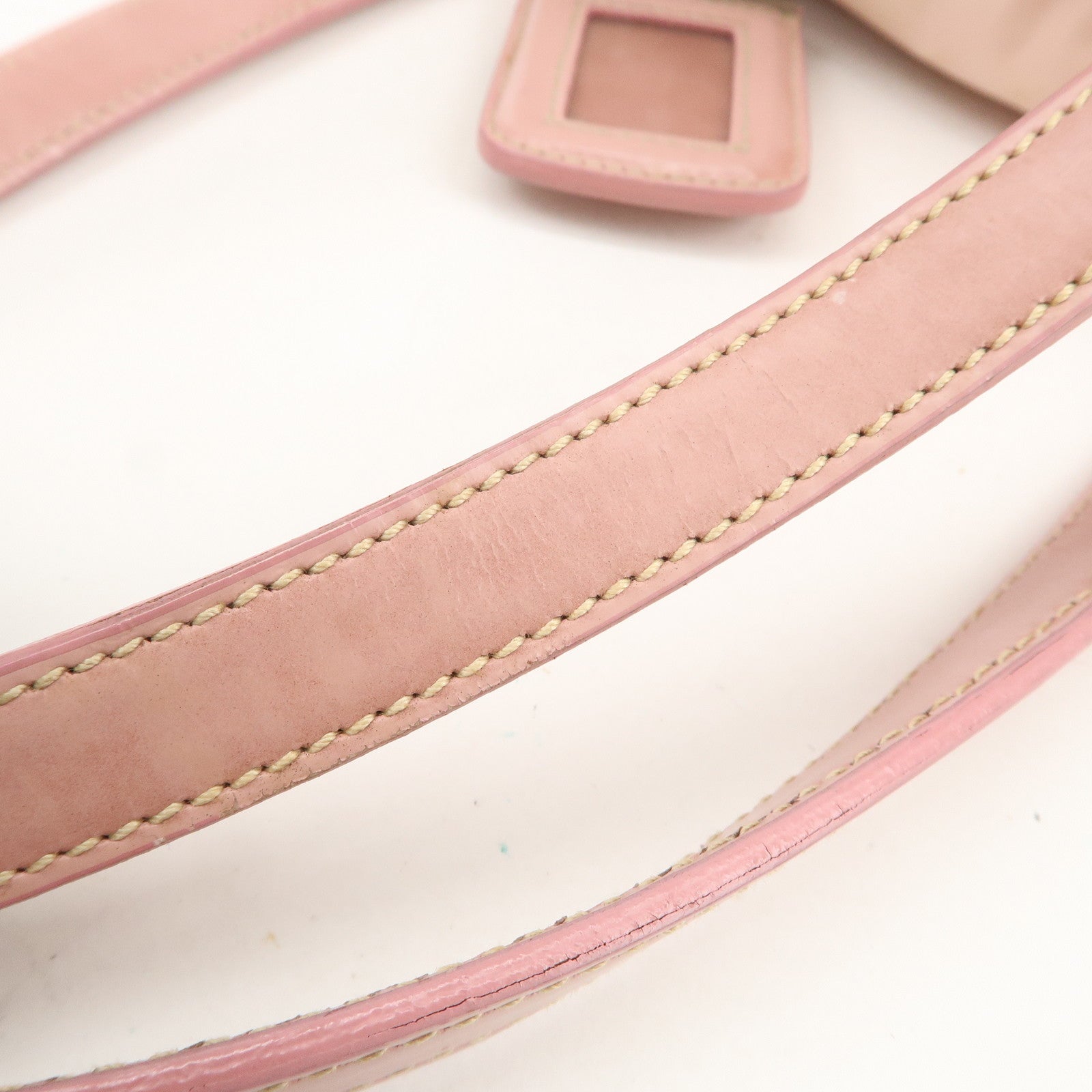 PRADA Nylon Leather Shoulder Bag Hand Bag Boston Bag Pink BR3150
