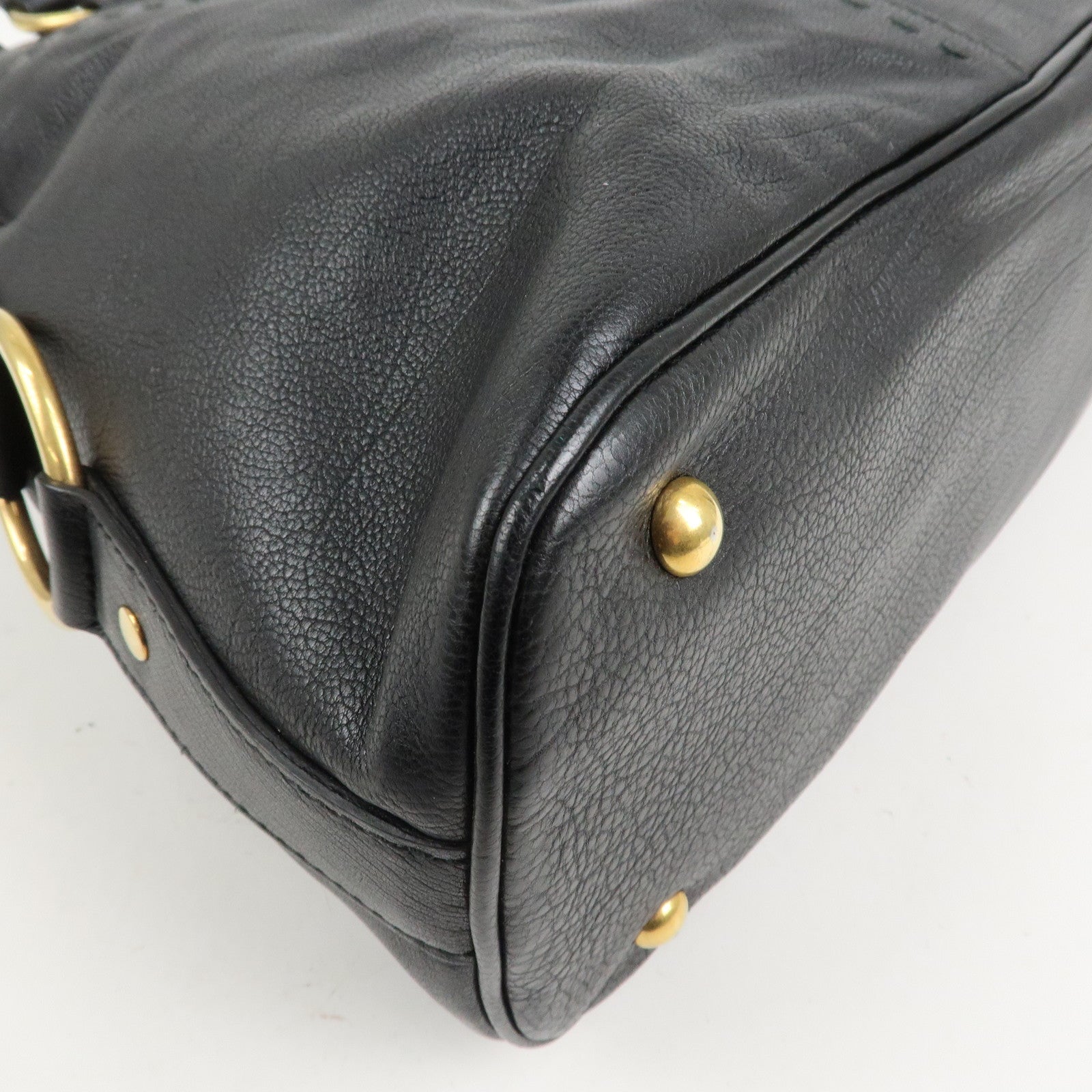 SAINT LAURENT PARIS Leather Muse Hand Bag Shoulder Bag Black