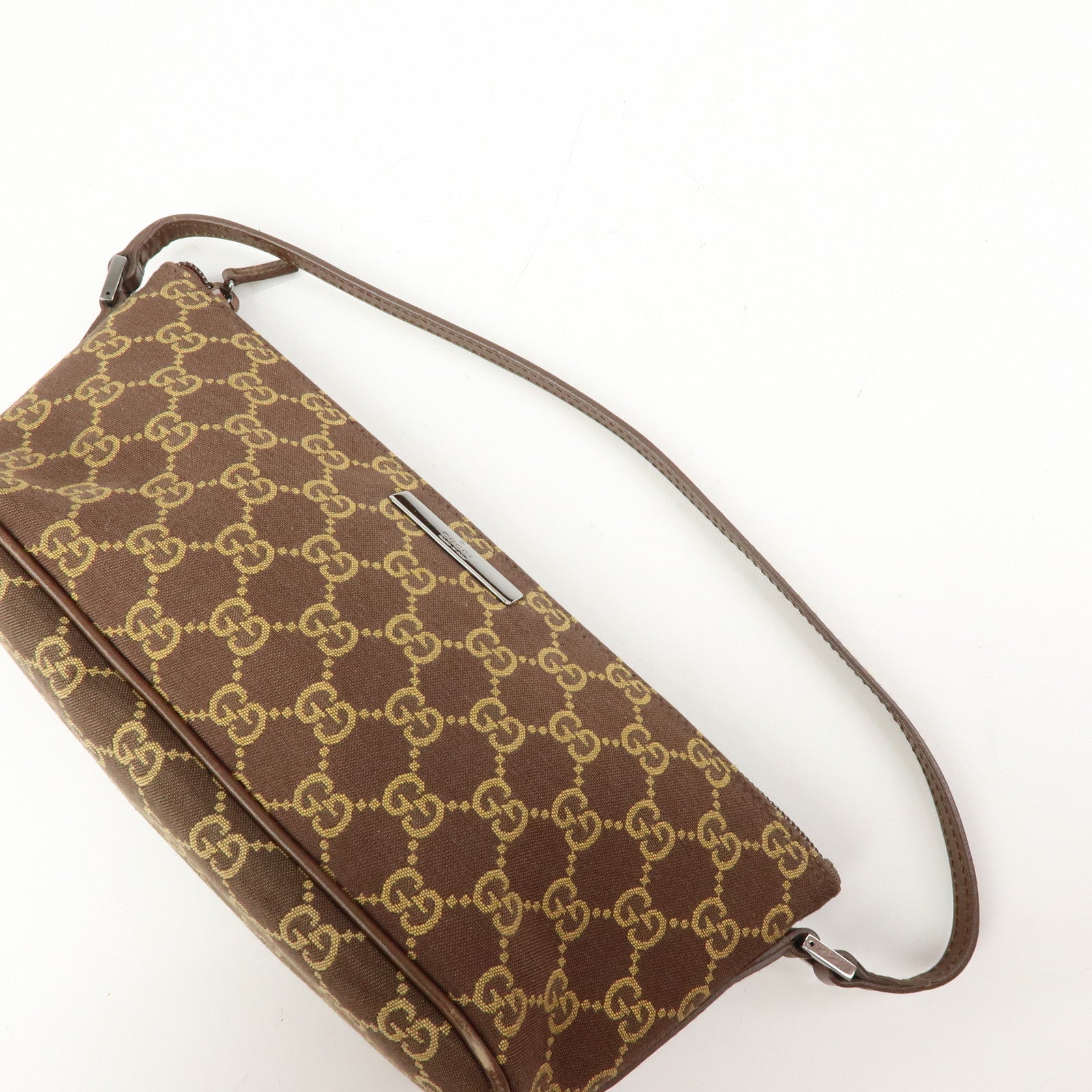 GUCCI Boat Bag GG Canvas Accessory Pouch Hand Bag Brown 039.1103