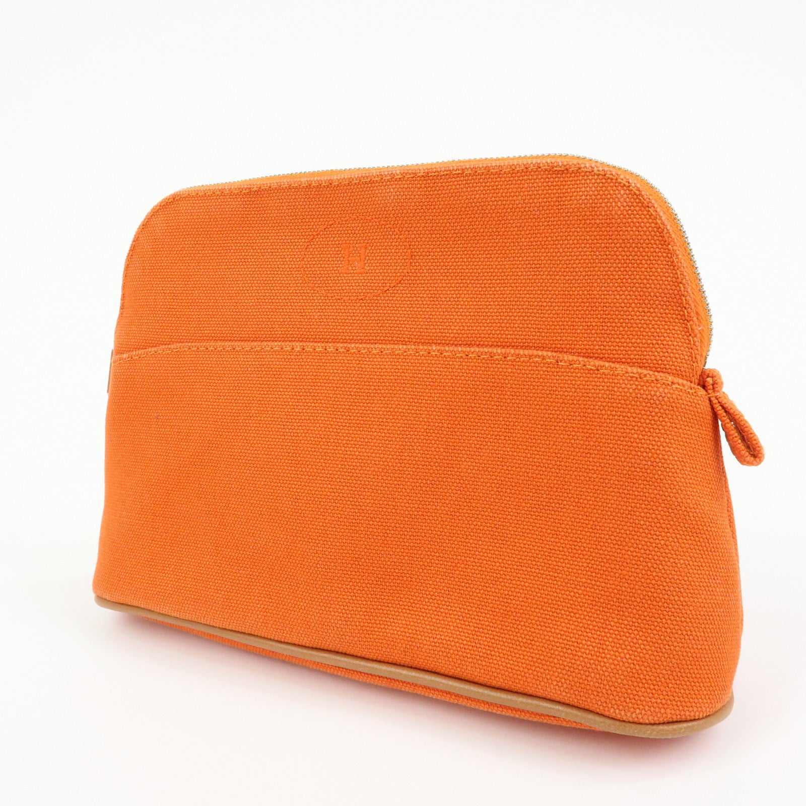 HERMES Bolide Pouch 20 Toile H Canvas Pouch Cosmetic Pouch Orange