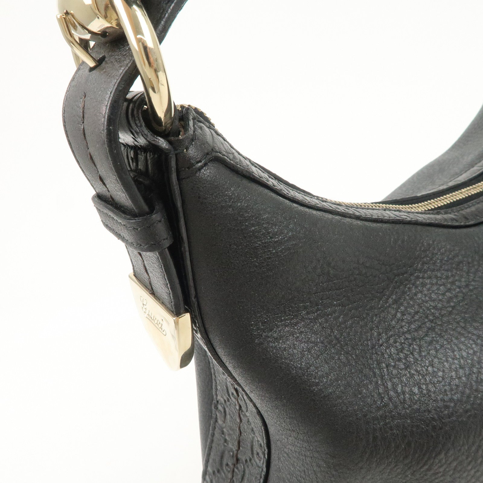 GUCCI Guccissima Leather Shoulder Bag Hand Bag Black 181515 Used