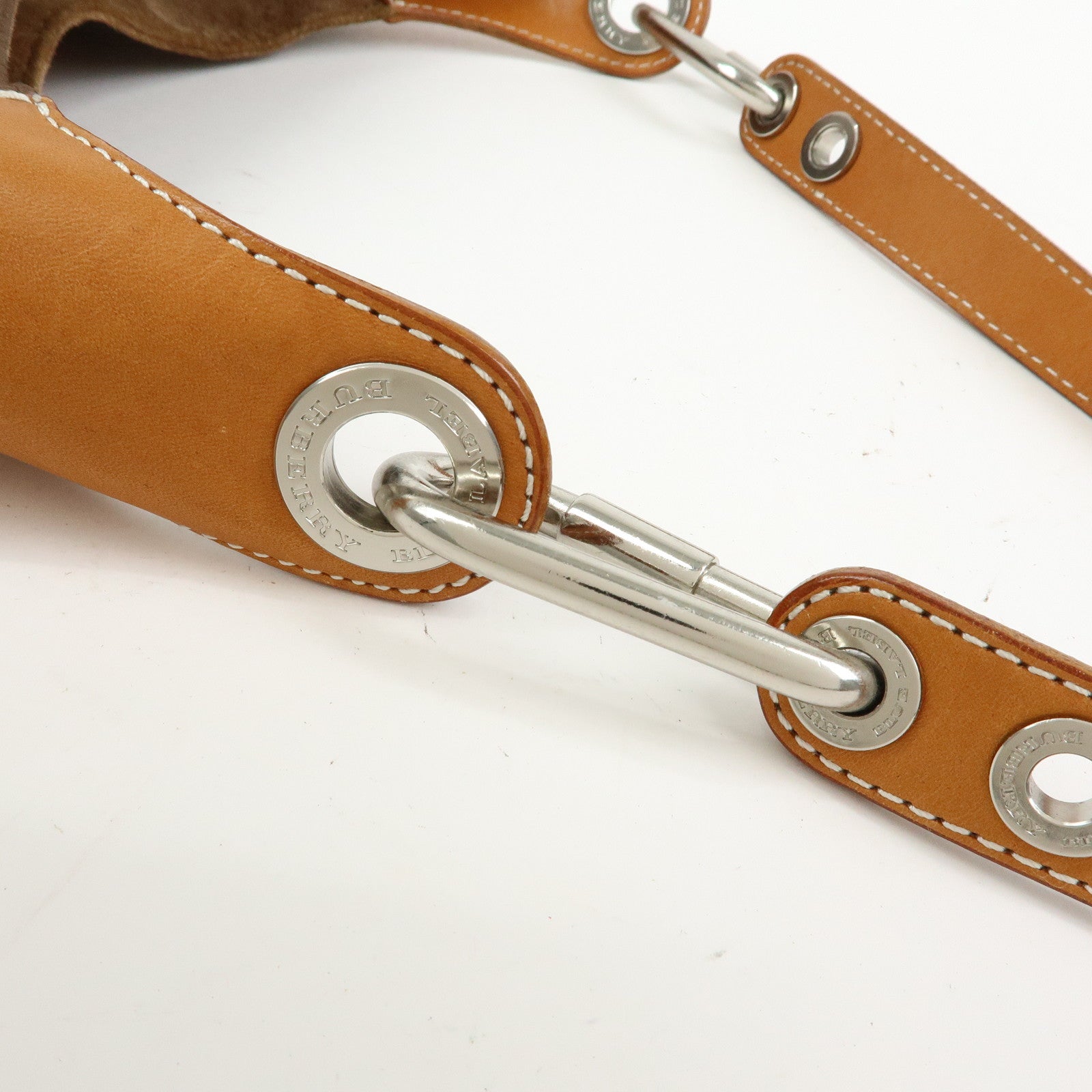 BURBERRY Blue Label Suede Leather Shoulder Bag Crossbody Bag Brown