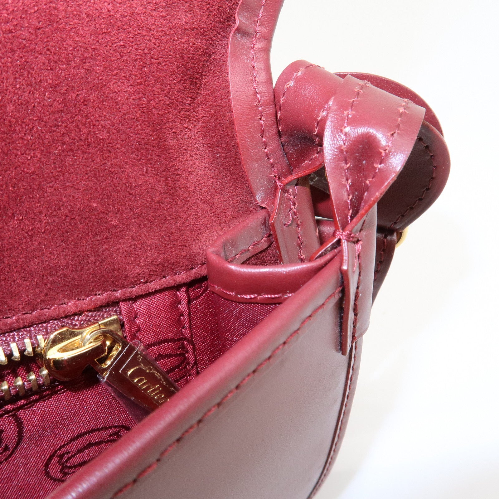 Cartier Must De Cartier Calf Leather Shoulder Bag Hand Bag Burgundy