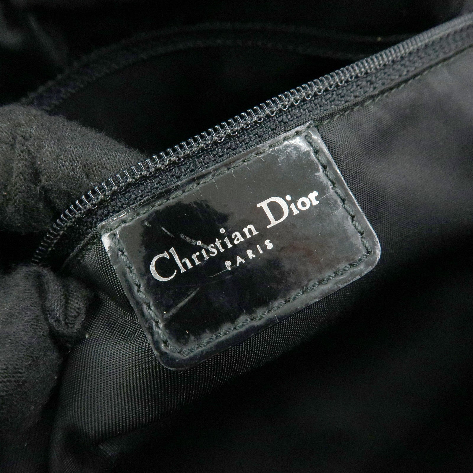 Christian Dior Canvas Patent Leather Boston Bag Hand Bag Brown