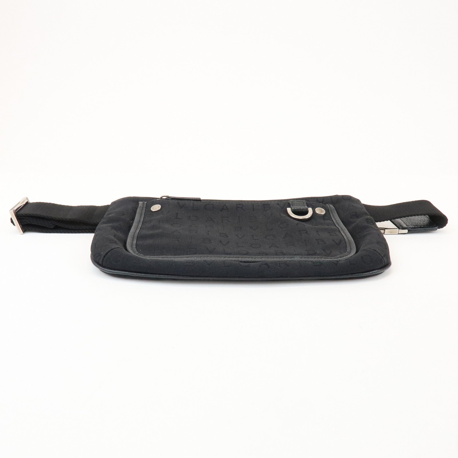 BVLGARI Logo Mania Canvas Leather Body Bag Waist Bag Black