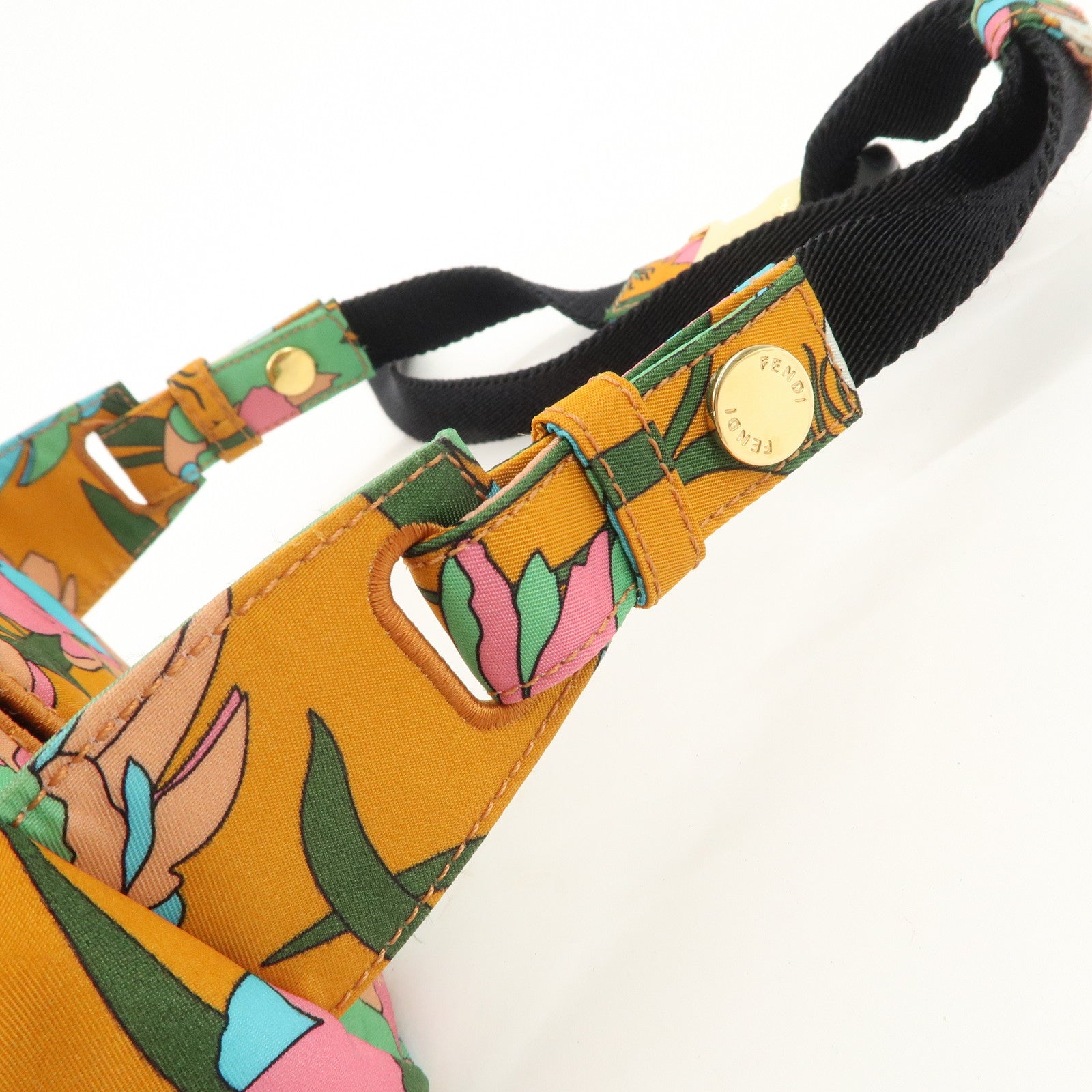 FENDI Bagguette Nylon 2Way Bag Waist Bag Orange Multi Color 8BR782 Used