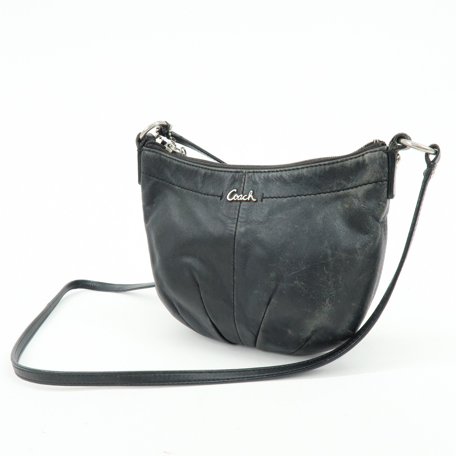 COACH Signature Set of 2 Canvas Leather Shoulder Bag Black Beige